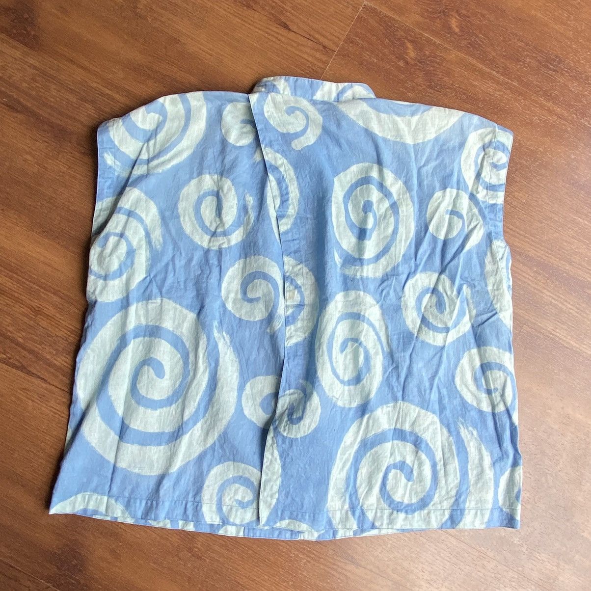 Issey Miyake I.S. Issey Miyake Blue Mandarin Collar Blouse Size XL / US 12-14 / IT 48-50 - 12 Thumbnail