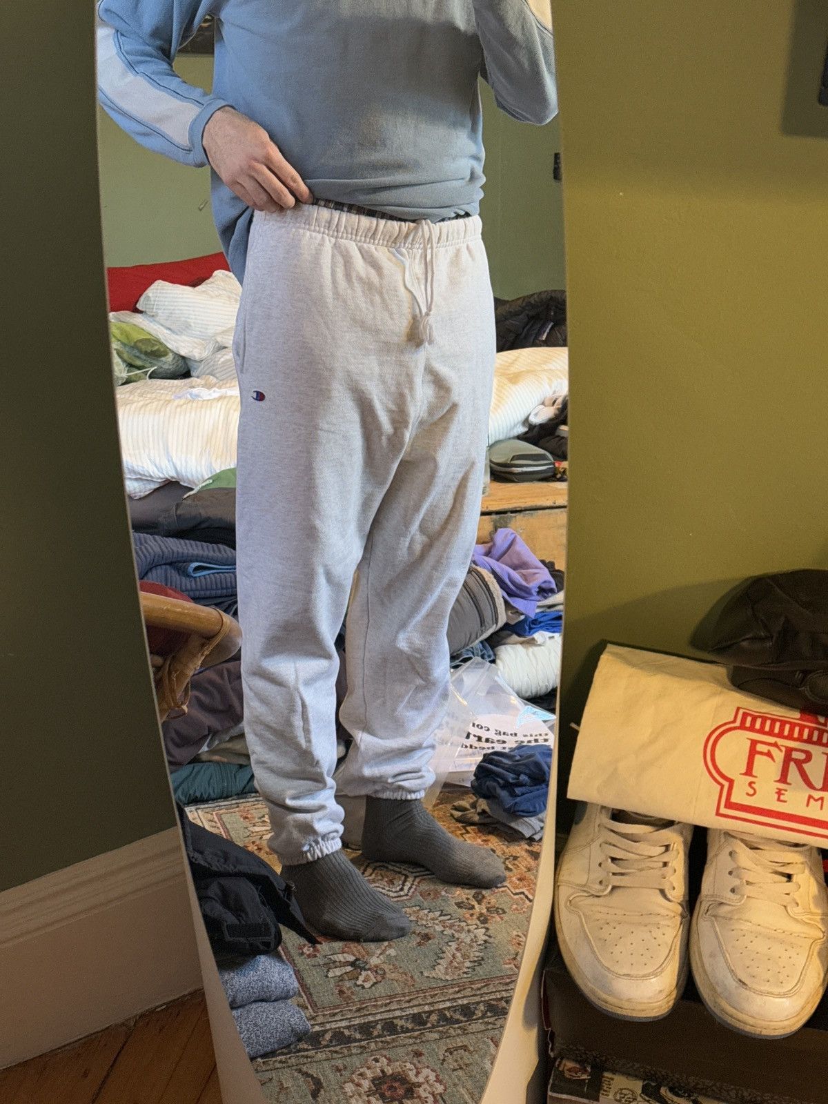 Champion × Travis Scott Grey Astroworld Champion Sweatpants Size US 34 / EU 50 - 8 Thumbnail