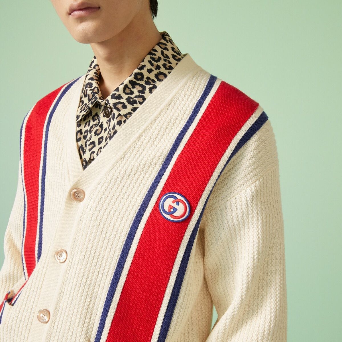 Gucci o1s1wg110925 Knit Cotton Cardigan With Patch in Multicolor Size US M / EU 48-50 / 2 - 3 Thumbnail