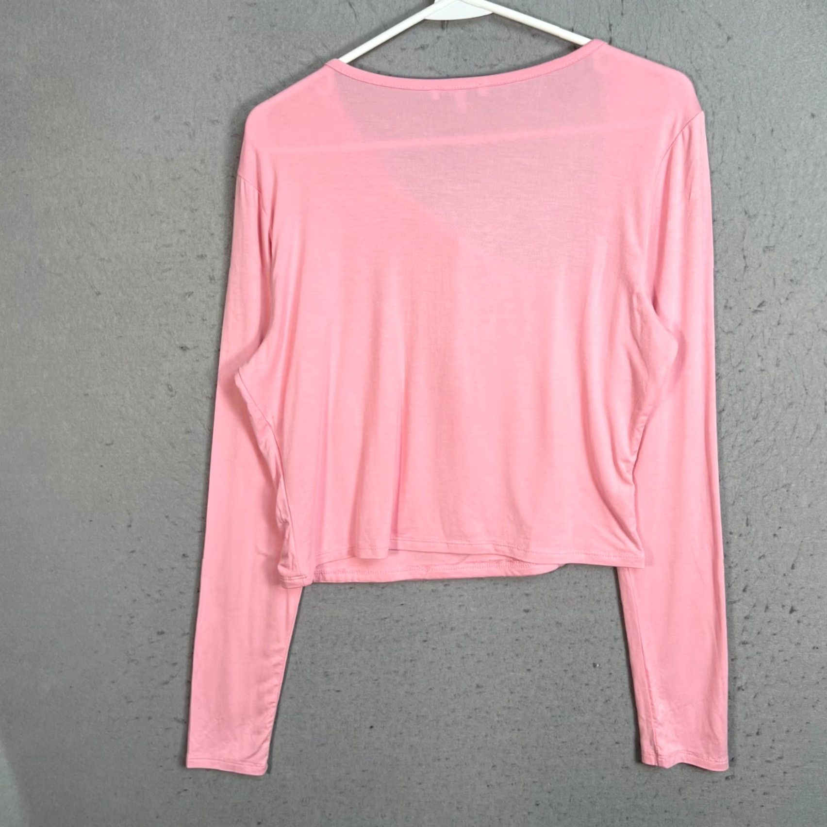 Fashion Nova VINTAGE Fashion Nova Top Womens 1X Pink Cropped Long Sleeve Ruched SolidNY Size XL / US 12-14 / IT 48-50 - 2 Thumbnail