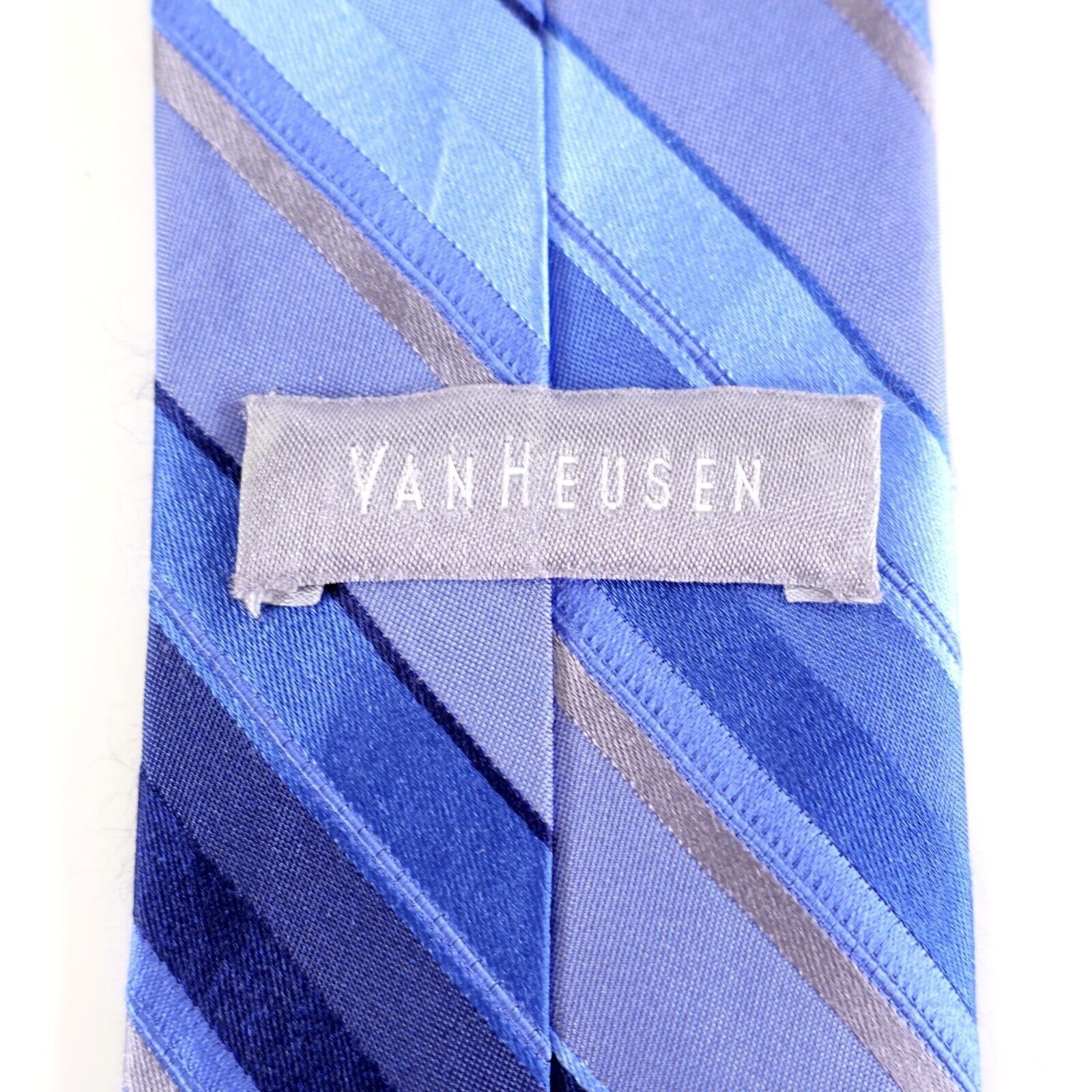 Van Heusen Van Heusen Blue Striped Woven Skinny Silk Tie Size ONE SIZE - 3 Thumbnail