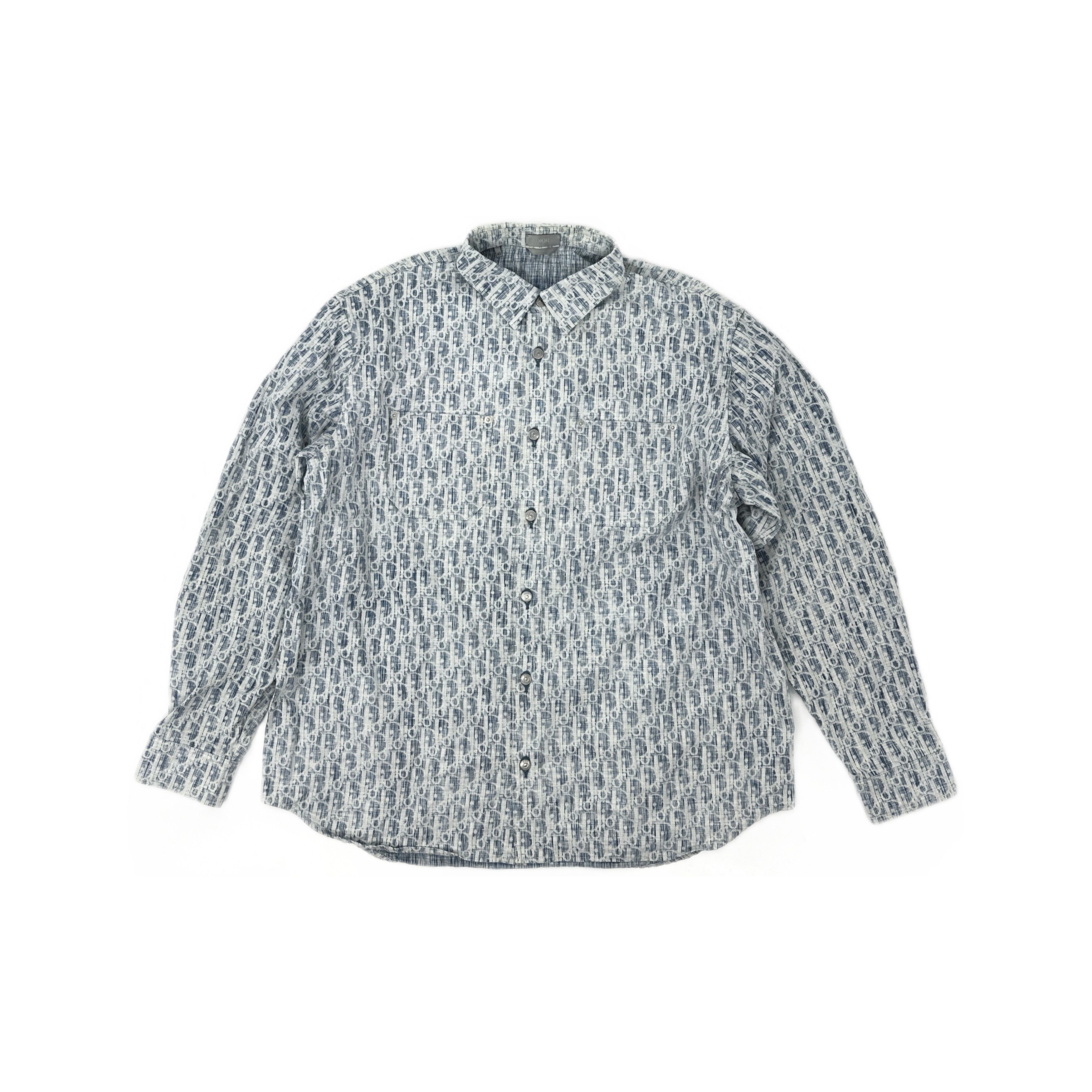 Dior Dior Oblique Kasuri Long Sleeve Shirt Size XL Size US XL / EU 56 / 4 - 1 Thumbnail