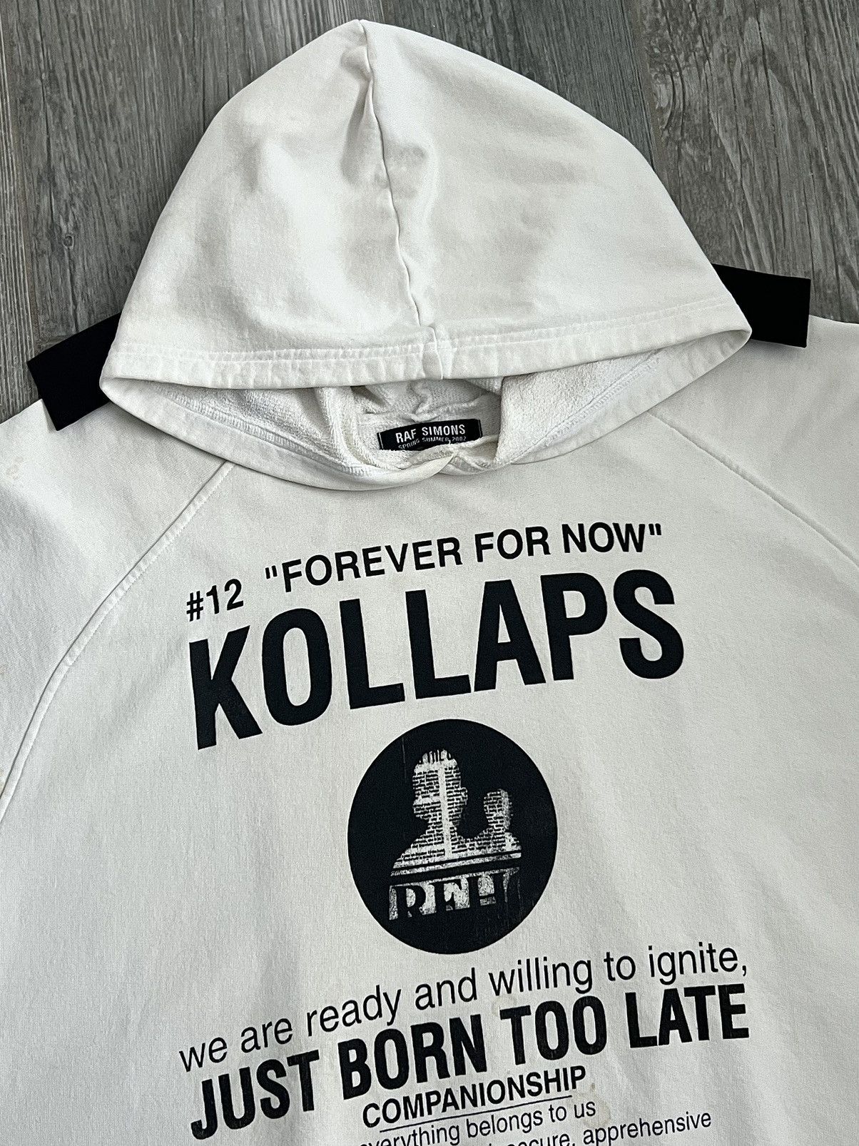SS2002 Raf Simons Kollaps Sample White Sleeveless OS Hoodie
