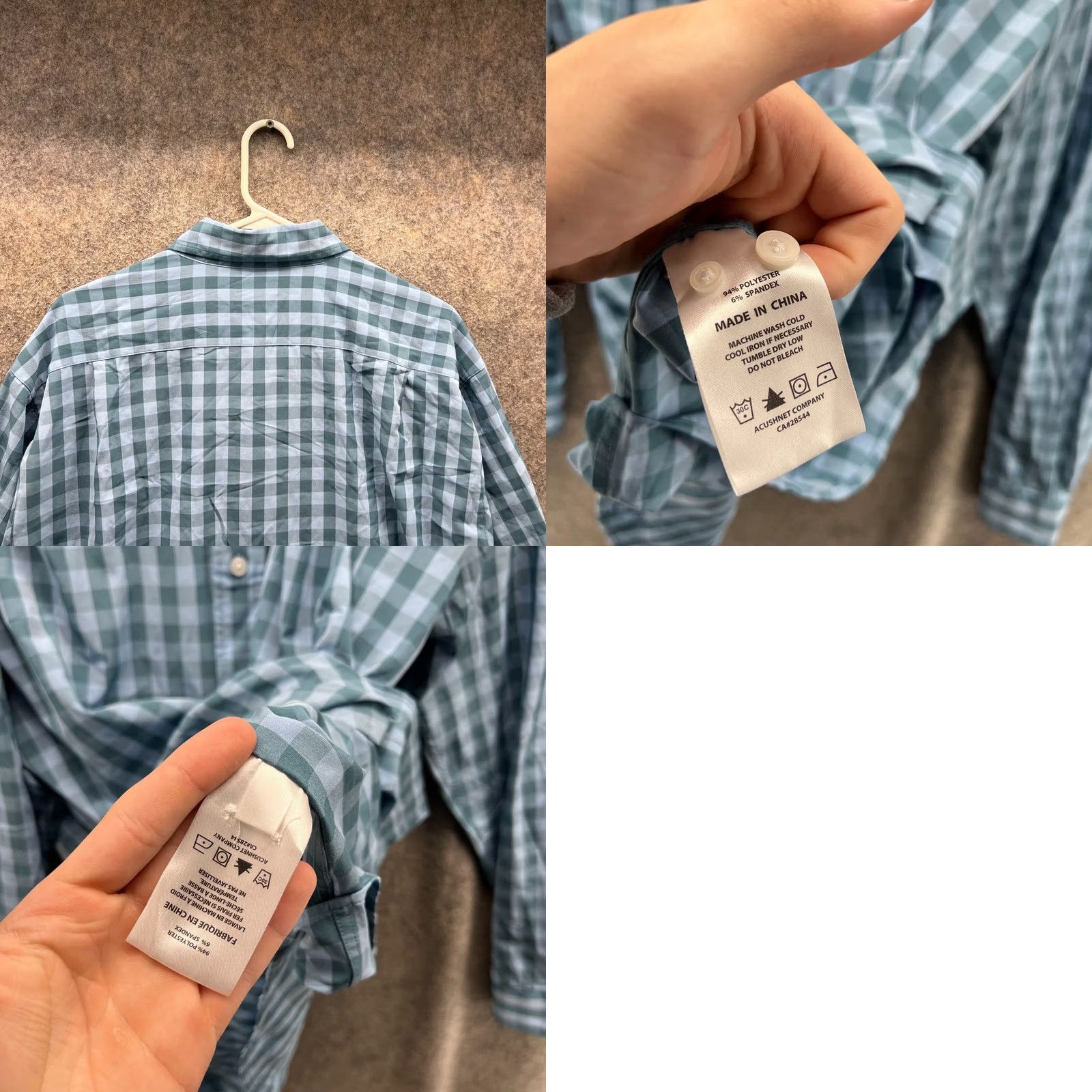 Footjoy FootJoy Shirt Men L Adult Blue Check Button-Down Polyester Spandex Casual Button-Up Casual Wear 4-Season Size US L / EU 52-54 / 3 - 9 Thumbnail