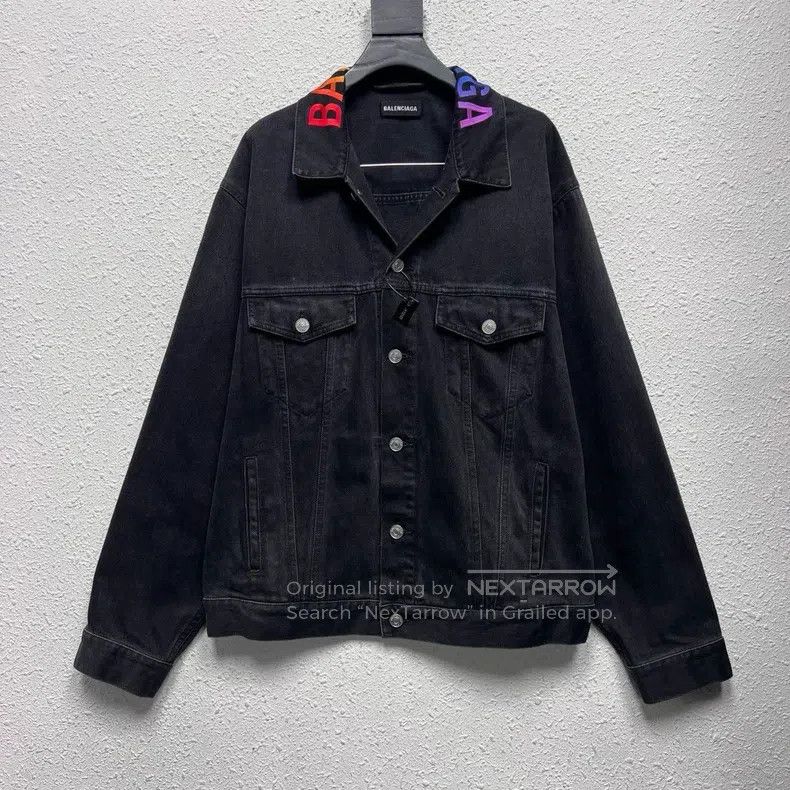 Balenciaga Balenciaga Collar Colorful Embroidered Denim Jacket Size US M / EU 48-50 / 2 - 1 Thumbnail