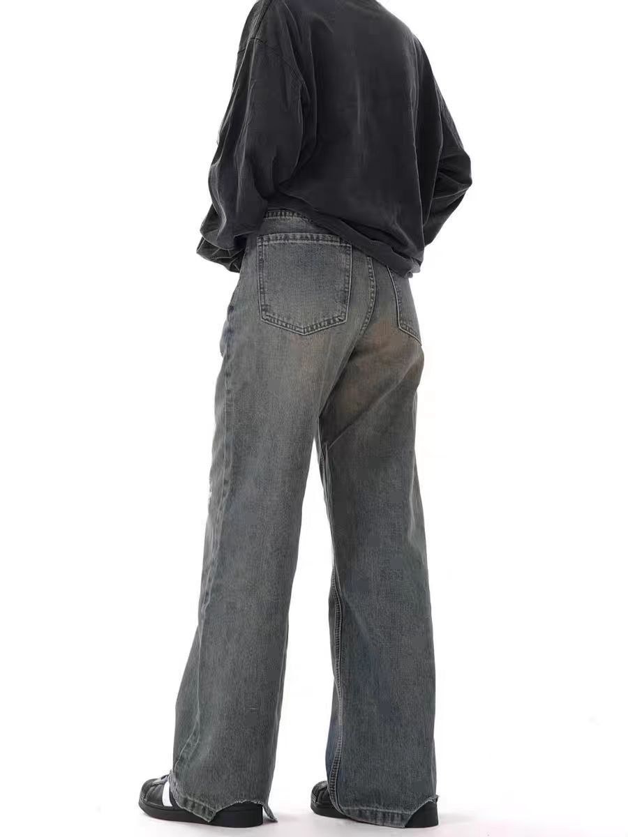 Japanese Brand × Jean Vintage washed casual straight-leg distressed baggy jeans Size US 34 / EU 50 - 3 Thumbnail