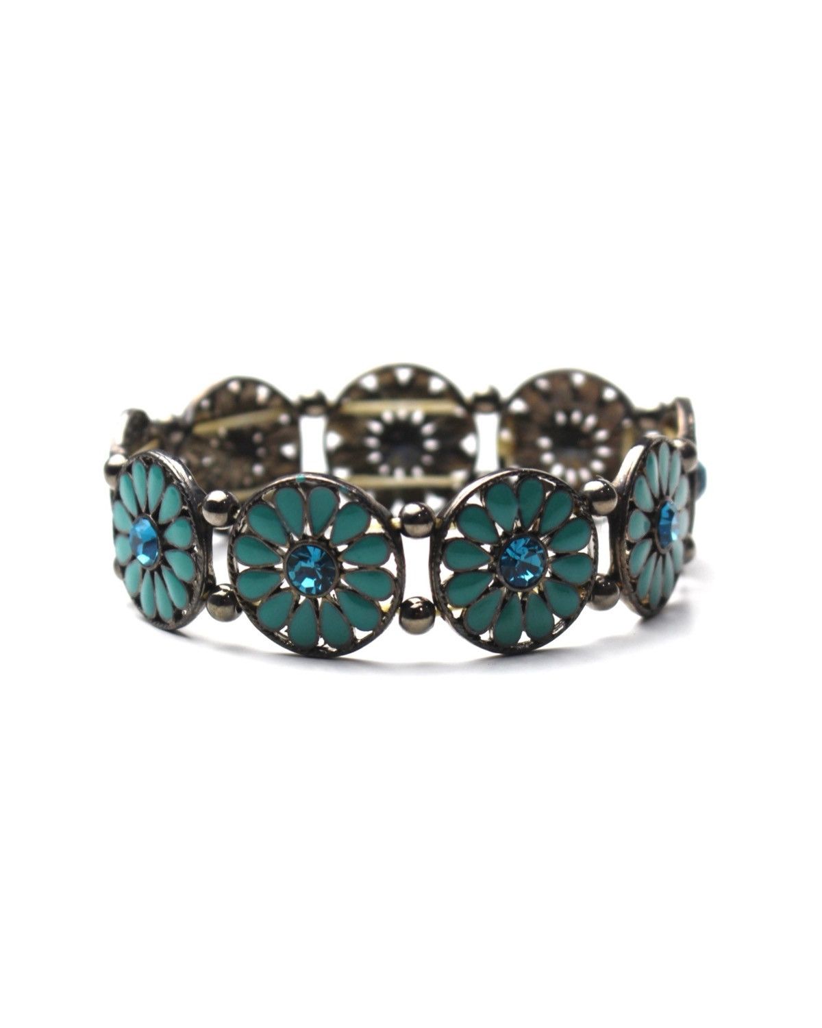 Vintage 2000S JAPANESE MADE TURQUOISE BLOOM ELASTIC CORD BRACELET Size ONE SIZE - 2 Thumbnail