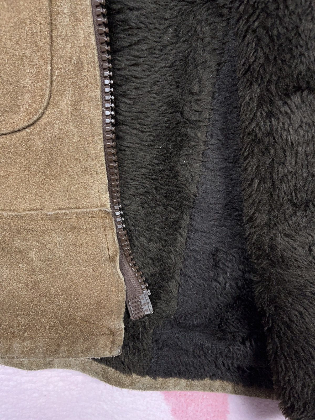 Genuine Leather ➕ 80s vintage suede faded flyer shearling jacket aviator Size US L / EU 52-54 / 3 - 10 Thumbnail