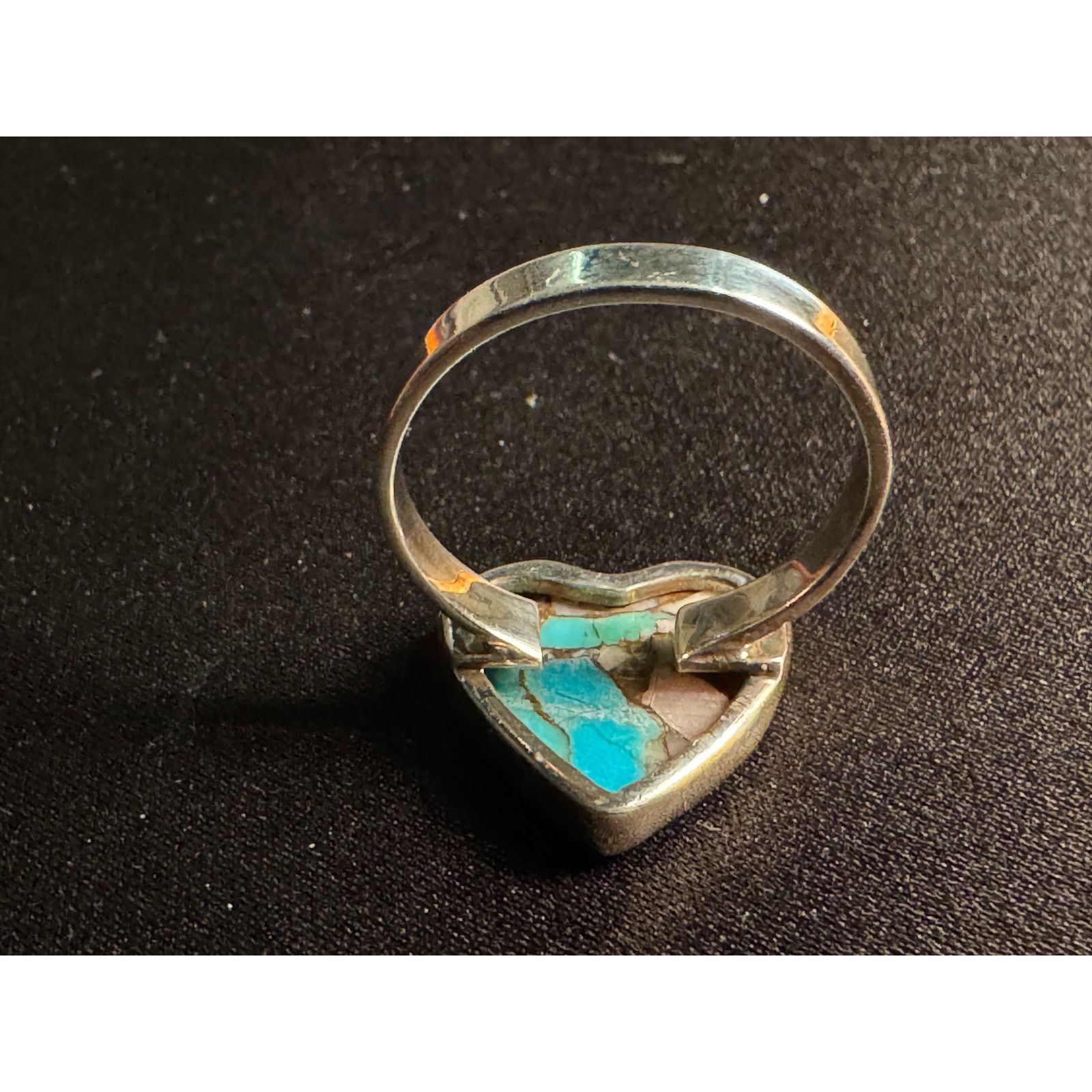 Other 925 Silver Hand Made Heart Shaped Turquoise Ring Size 11.5 Size ONE SIZE - 4 Thumbnail