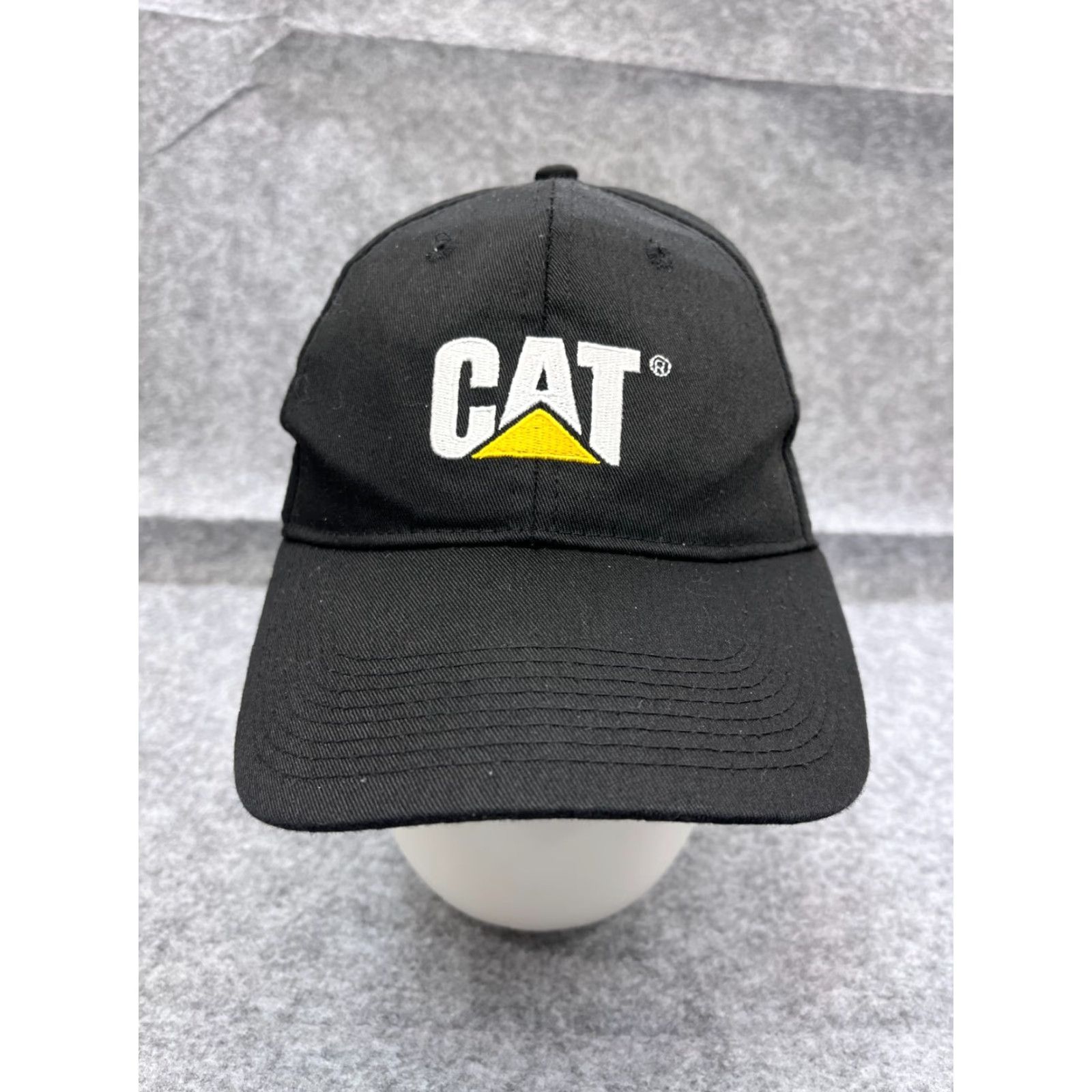Vintage CAT Hat Cap Strap Back Adult One Size Black Caterpillar Machinery Cotton Poly Hat/Cap Casual Workwear Construction Logo White? Size ONE SIZE - 2 Thumbnail