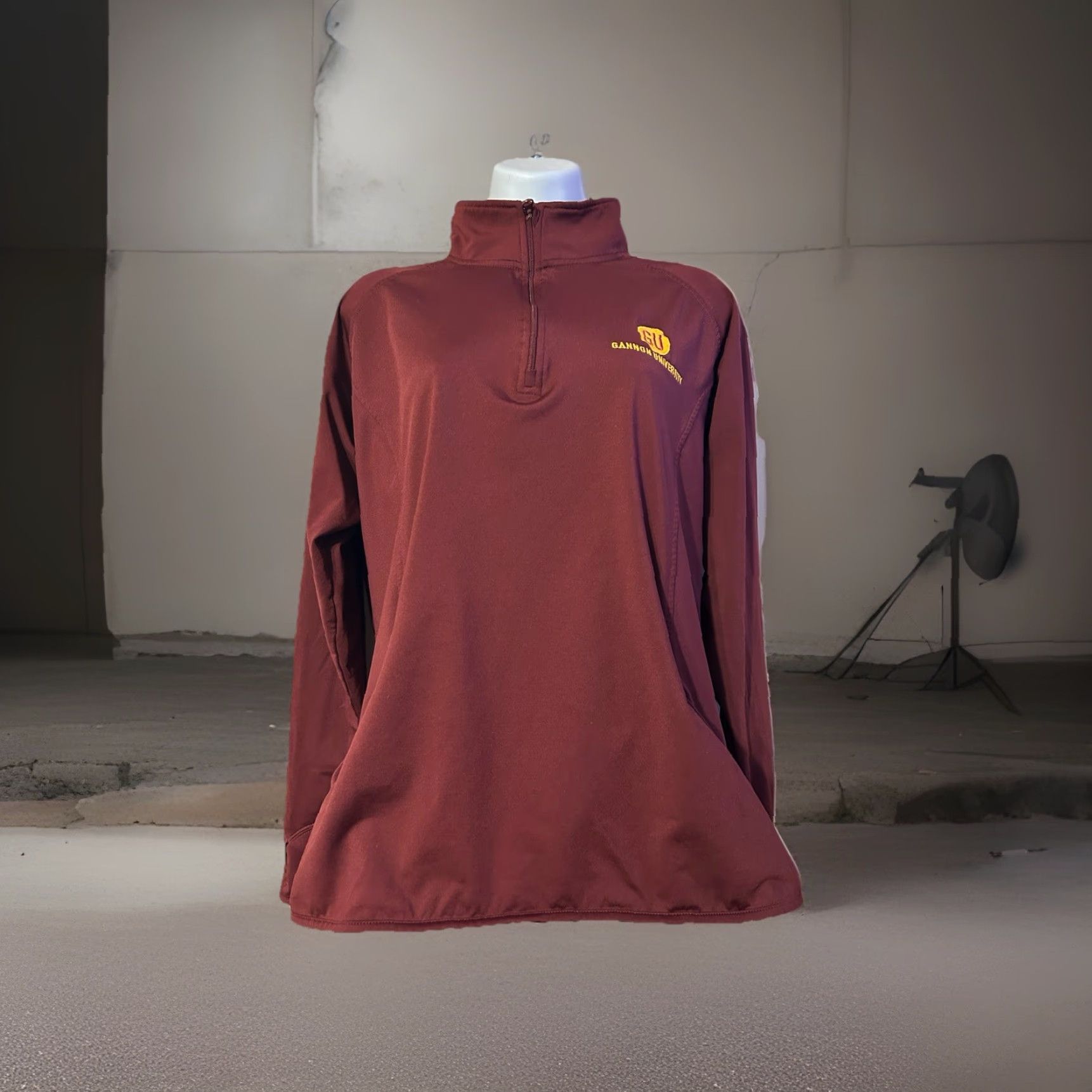 Port & Company Gannon University 1/4 Zip Pullover Women Large Maroon Mock Neck Thumb Holes Nike Shirt Size L / US 10 / IT 46 - 4 Thumbnail