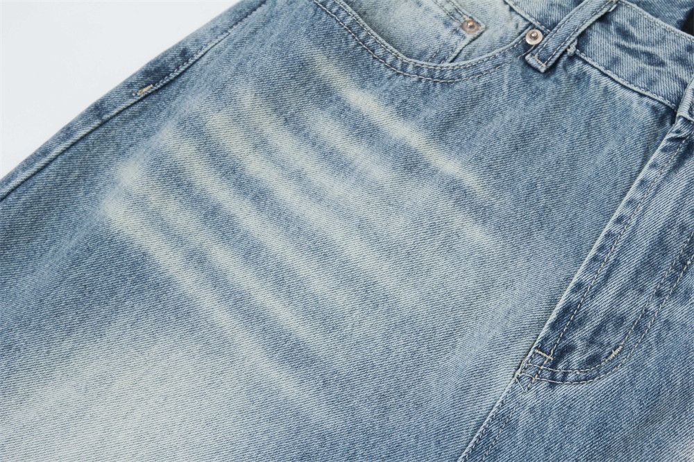 Japanese Brand × Jean Men's street washed retro straight casual distressed jeans Size US 34 / EU 50 - 6 Thumbnail