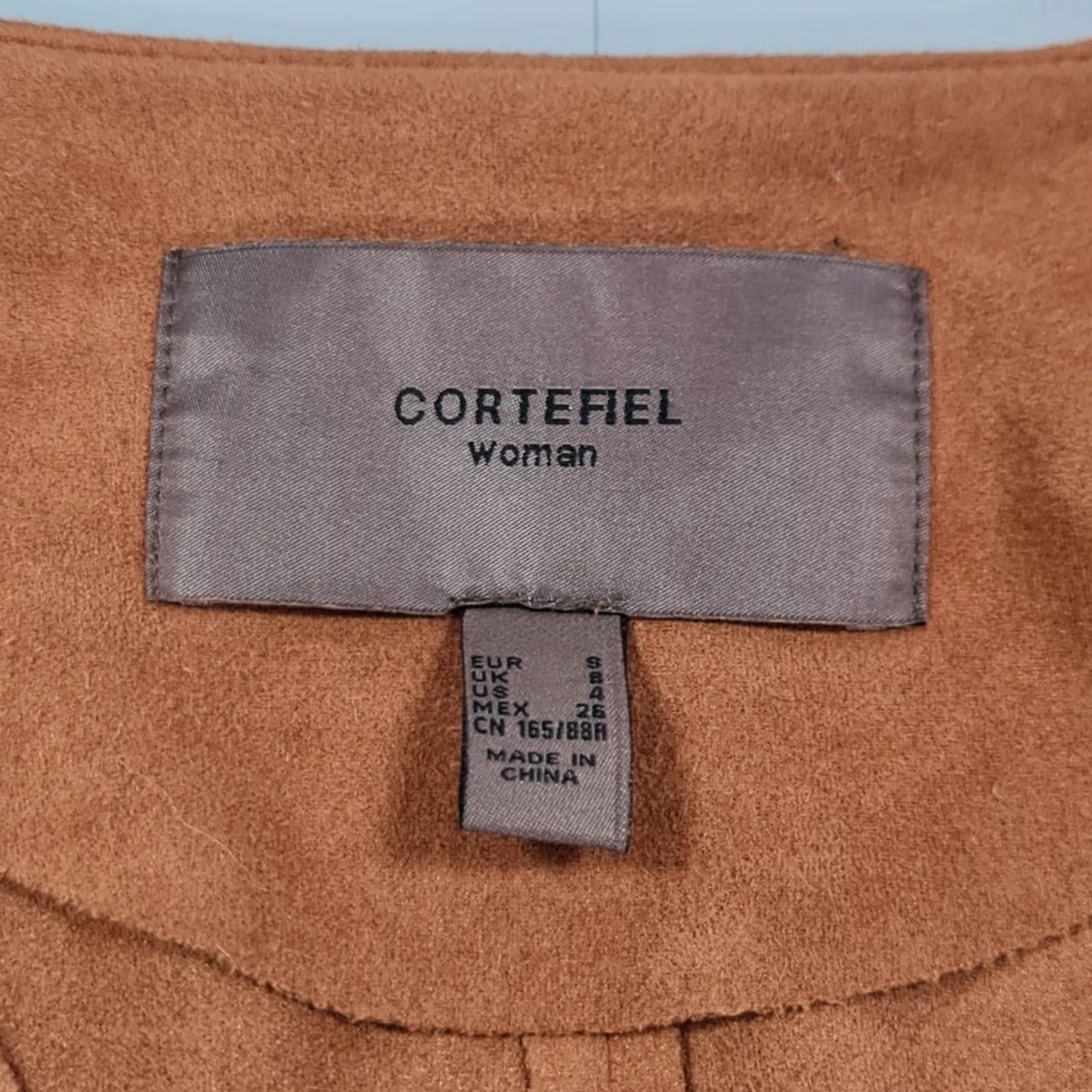 Vintage Cortefiel Coat Women Belted Faux Suede Brown 8 UK Lightweight Overcoat Jacket Mid-Length Size M / US 6-8 / IT 42-44 - 3 Thumbnail