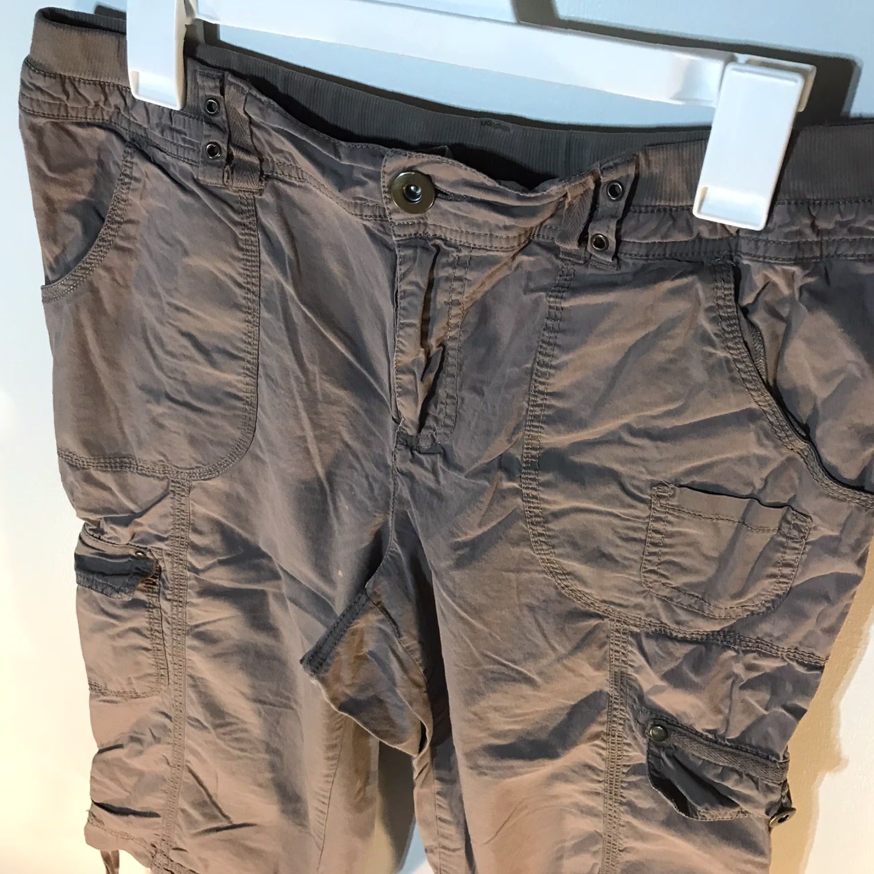 Vintage Cato Cargo Cropped Pants Women Size 14 Gray Cotton Spandex Casual Spring Summer Size 36" / US 14 / IT 50 - 2 Thumbnail