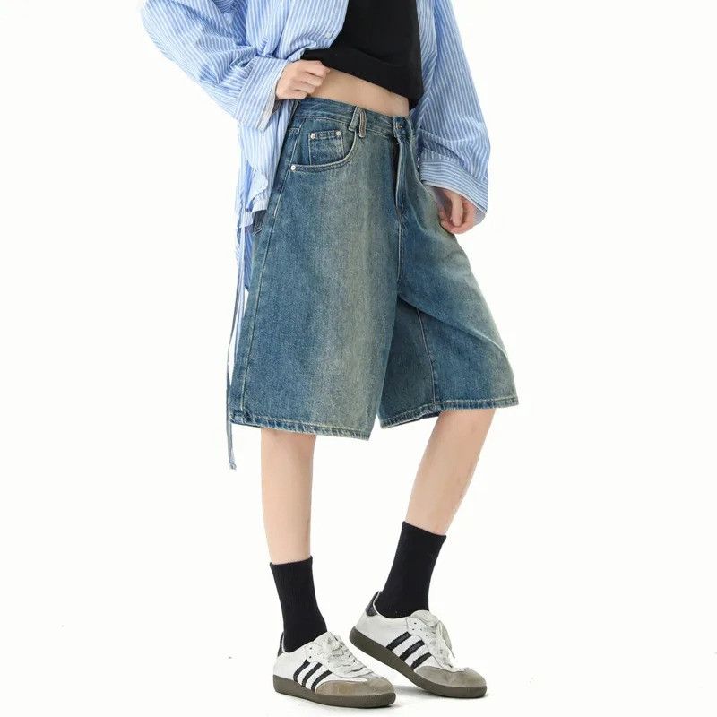 Jean Casual Contrast Denim Shorts Men Wide Leg 2025 Size US 34 / EU 50 - 3 Thumbnail