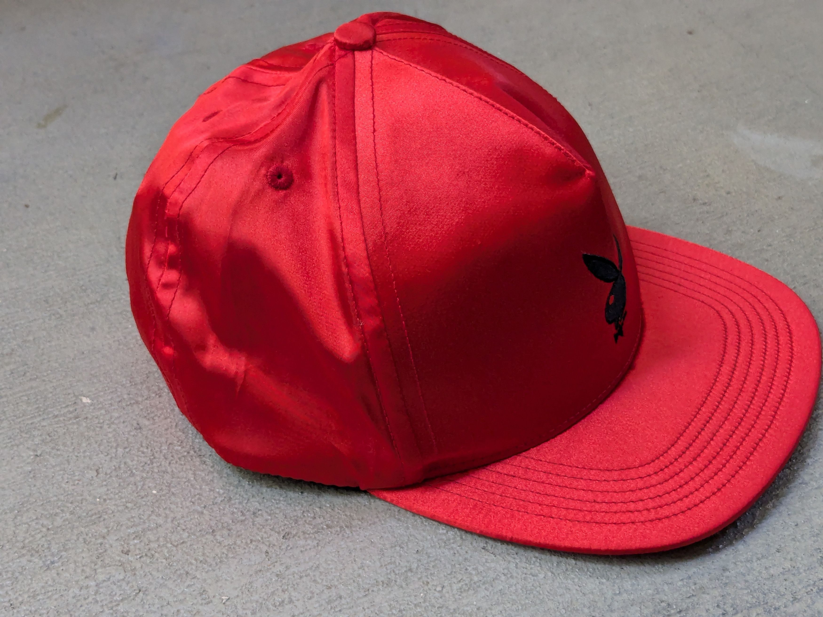 Playboy × Supreme Supreme Playboy Satin 6 Panel Hat Cap Red Adjustable Size ONE SIZE - 5 Thumbnail