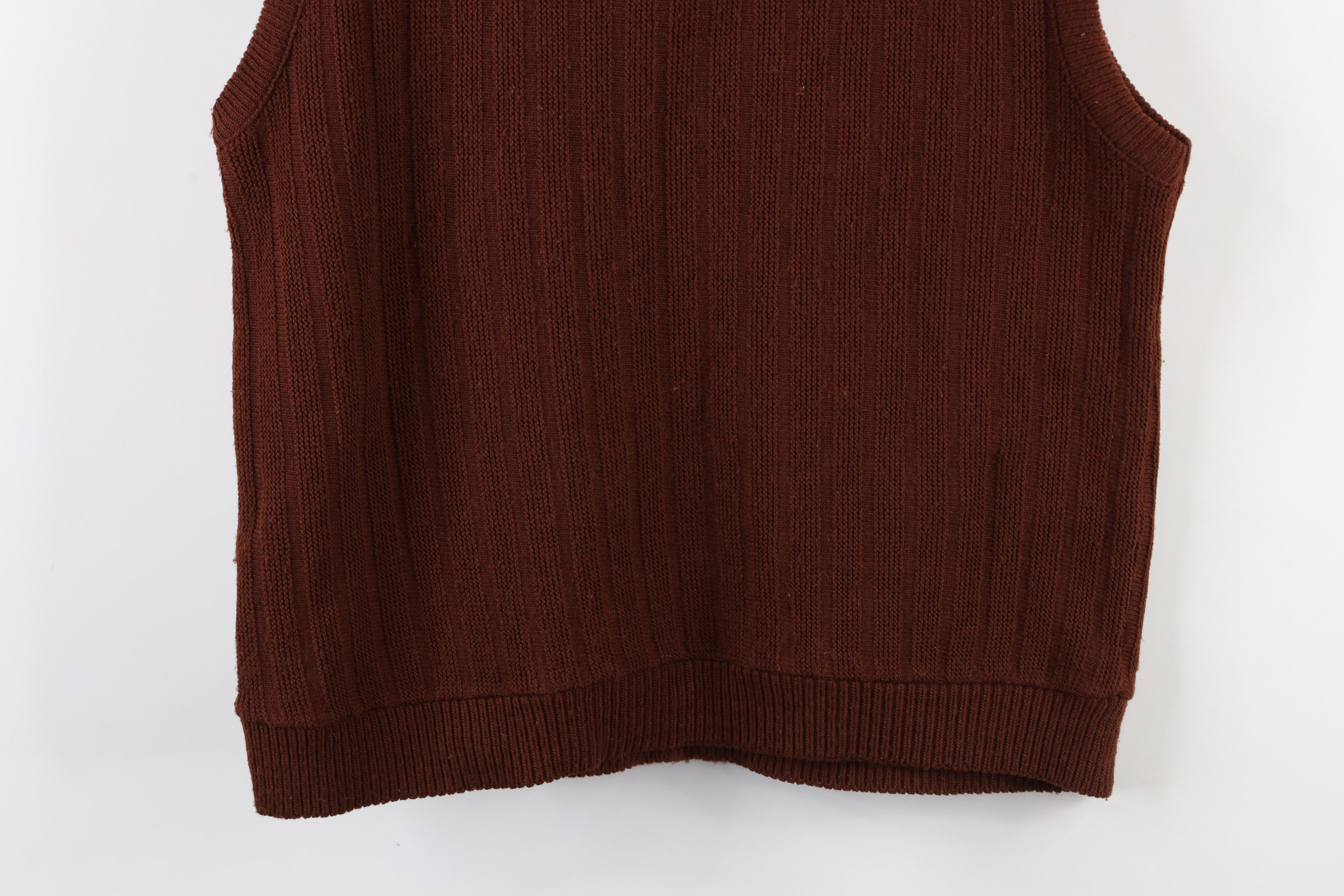 Vintage Vintage 70s Streetwear Blank Ribbed Knit Sweater Vest Brown Size L / US 10 / IT 46 - 10 Thumbnail