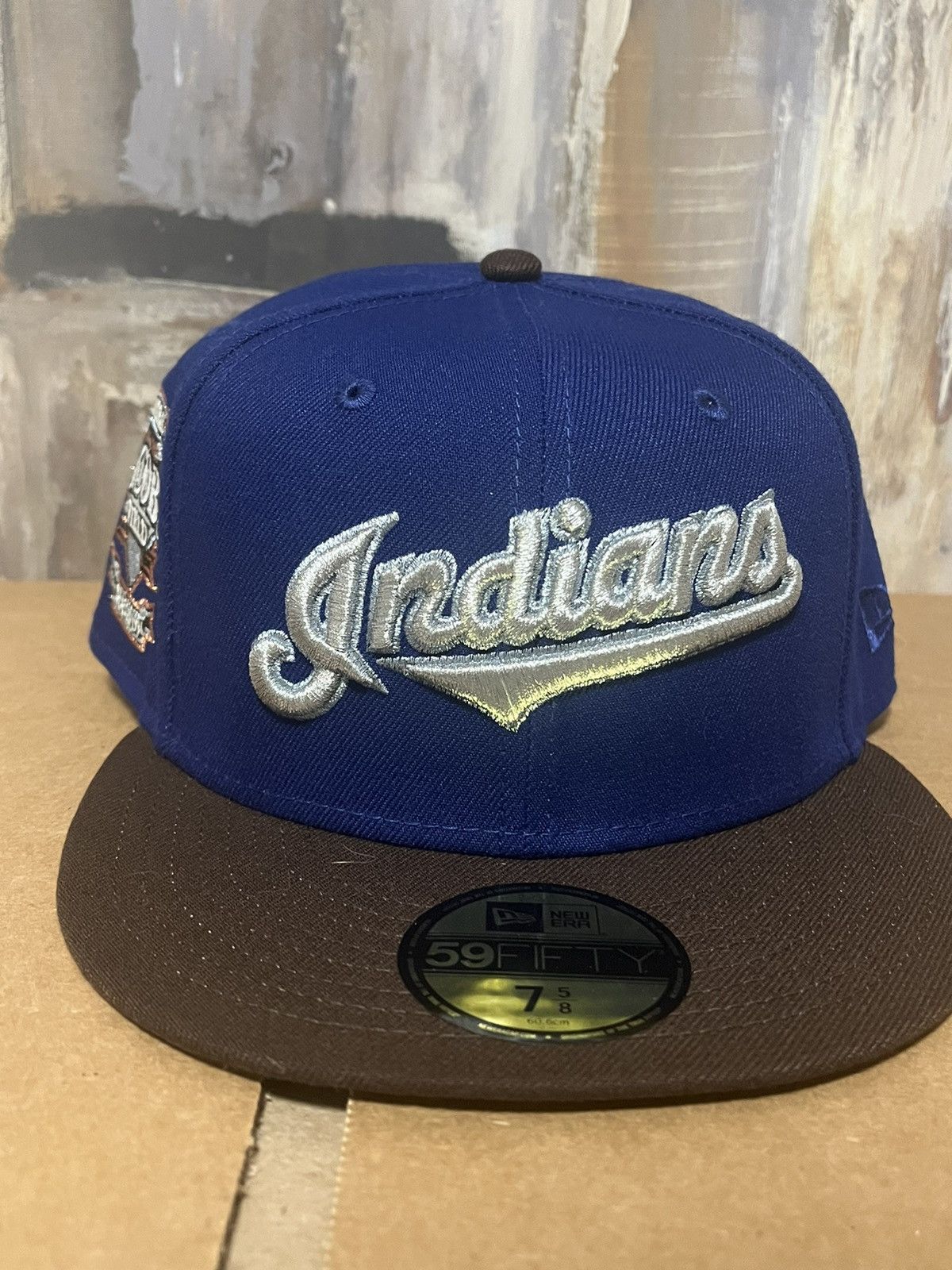 image of Hat Club x New Era 7 5/8 Atr Rushmore Saucy “Blue Roses 2.0” Cleveland Indians, Men's