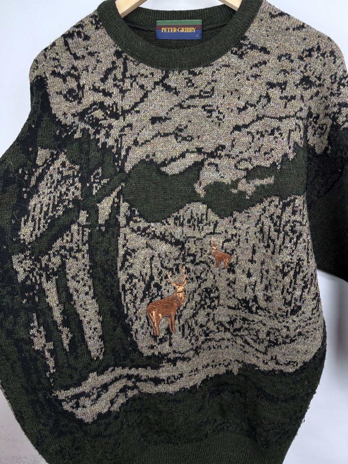 Carlo Colucci 🇬🇧 Vintage 90s Peter Gribby Hunting Sweater Retro Rare Size US L / EU 52-54 / 3 - 4 Thumbnail