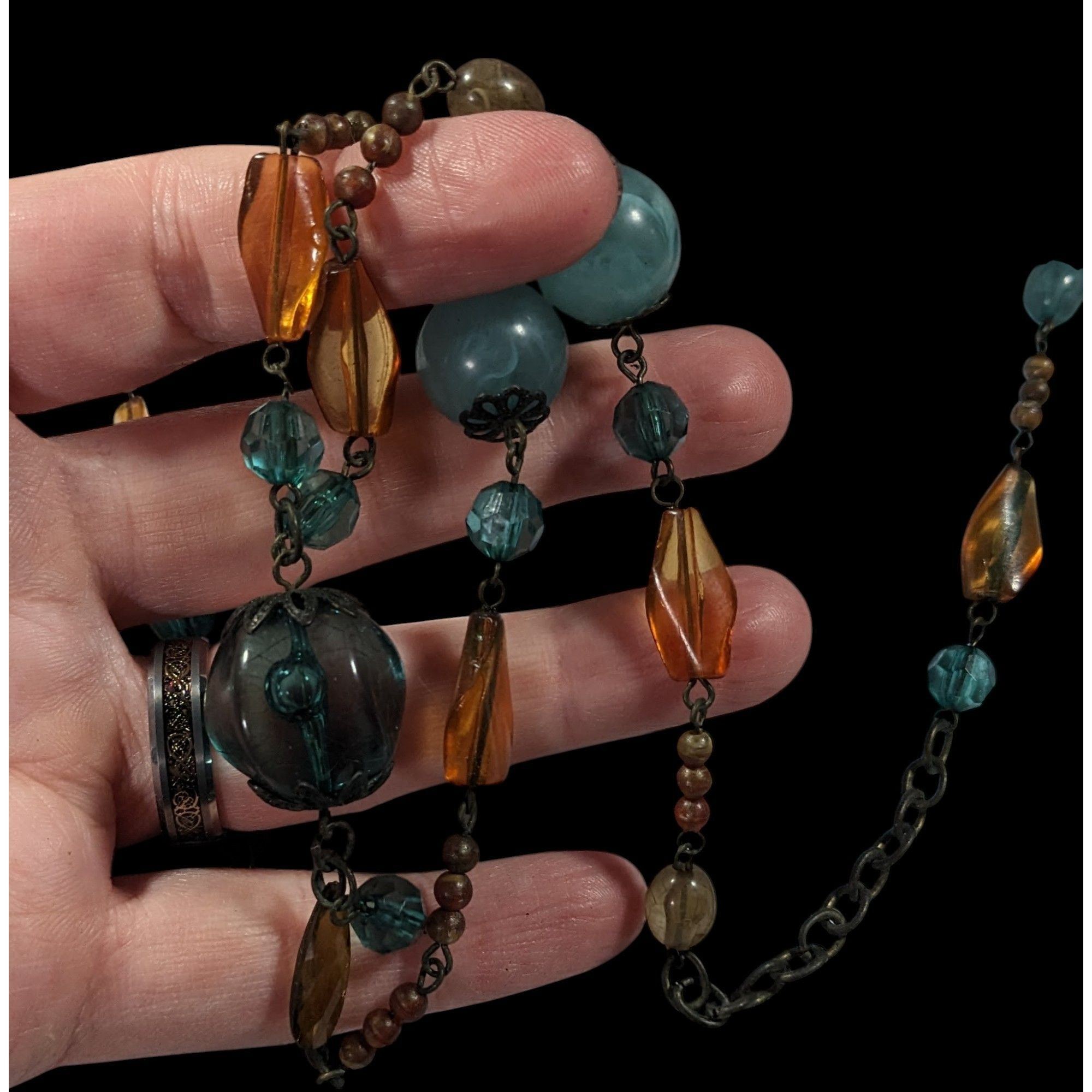 Other Chunky Bohemian Blue And Orange Gemmed Necklace Size ONE SIZE - 6 Thumbnail