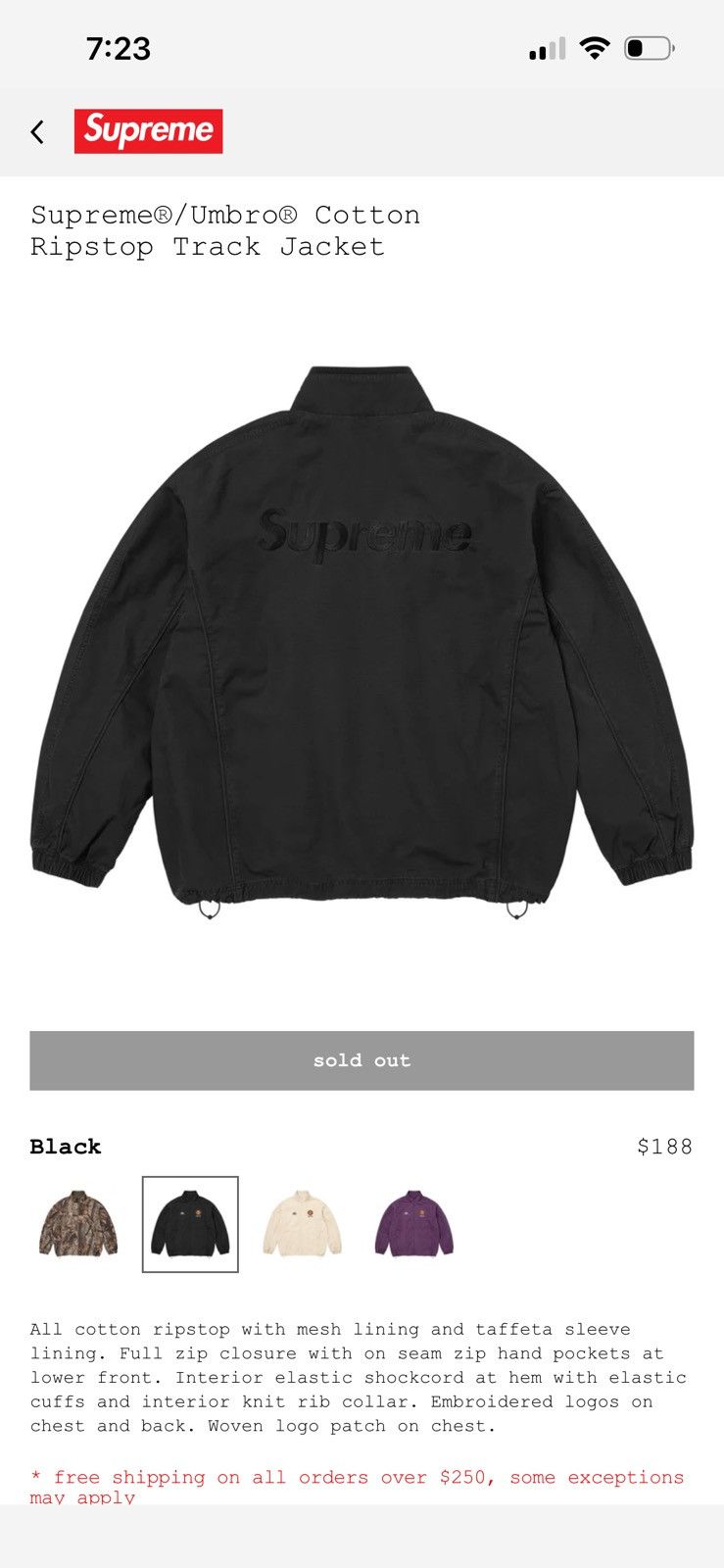 Supreme × Umbro Supreme®/Umbro® Cotton Ripstop Track Jacket Size US XL / EU 56 / 4 - 2 Thumbnail