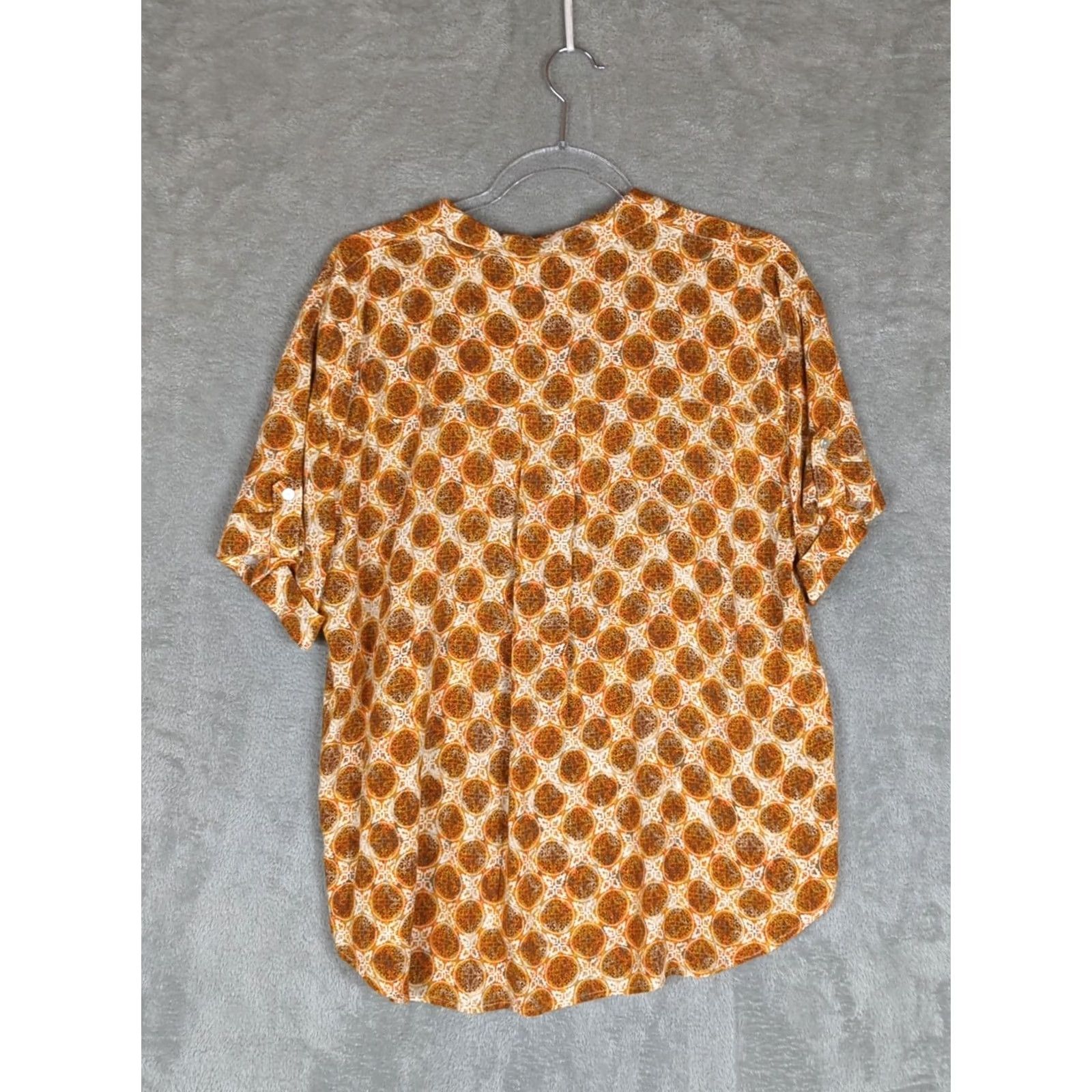 Vintage VINTAGE? Jane & Delancey Blouse Womens M Orange Button-Up Short Sleeve Top Boho Hippie Size M / US 6-8 / IT 42-44 - 2 Thumbnail