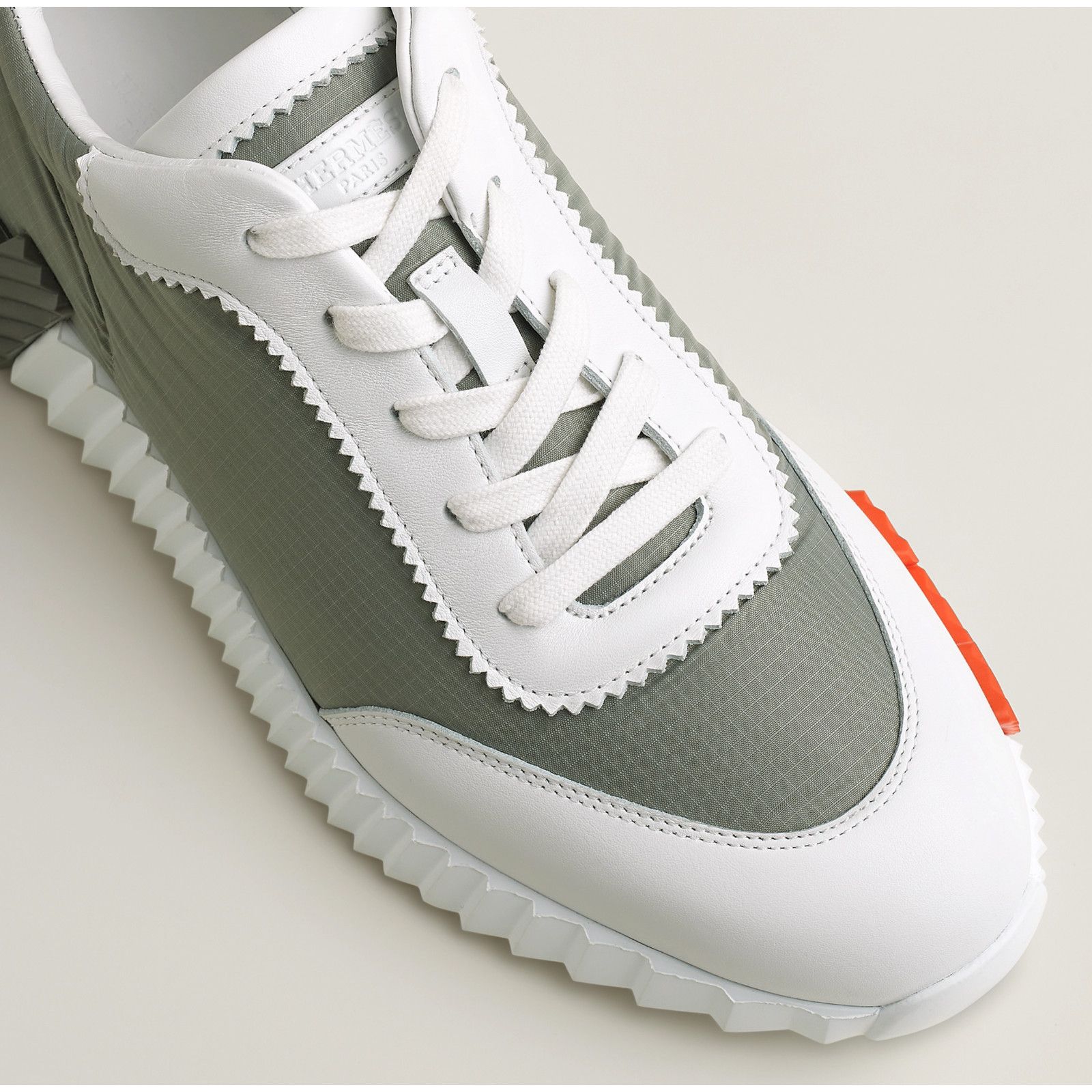 Hermes Mens Bouncing Sneaker Etoupe Blanc White Grey H Logo Lace Up Size US 11 / EU 44 - 10 Thumbnail