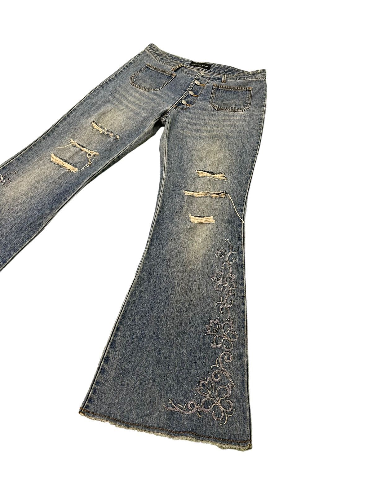 Japanese Brand Flare Jeans Jouer Aux Eches Distress Thin Bell Bottom 8🟦2 Size US 32 / EU 48 - 3 Thumbnail