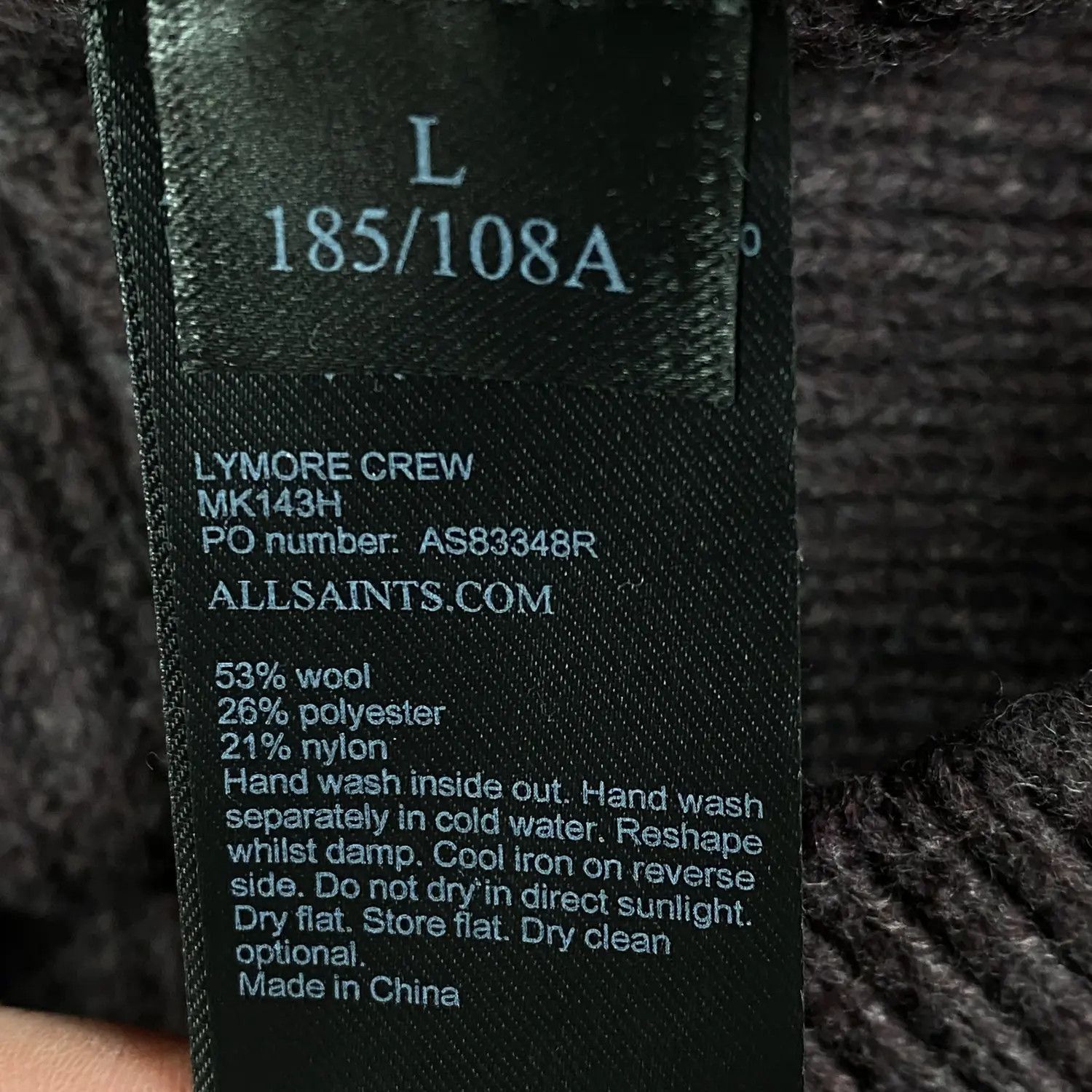 Allsaints Mens Wool Sweater Allsaints Lymore Crew Size L Size US L / EU 52-54 / 3 - 7 Thumbnail