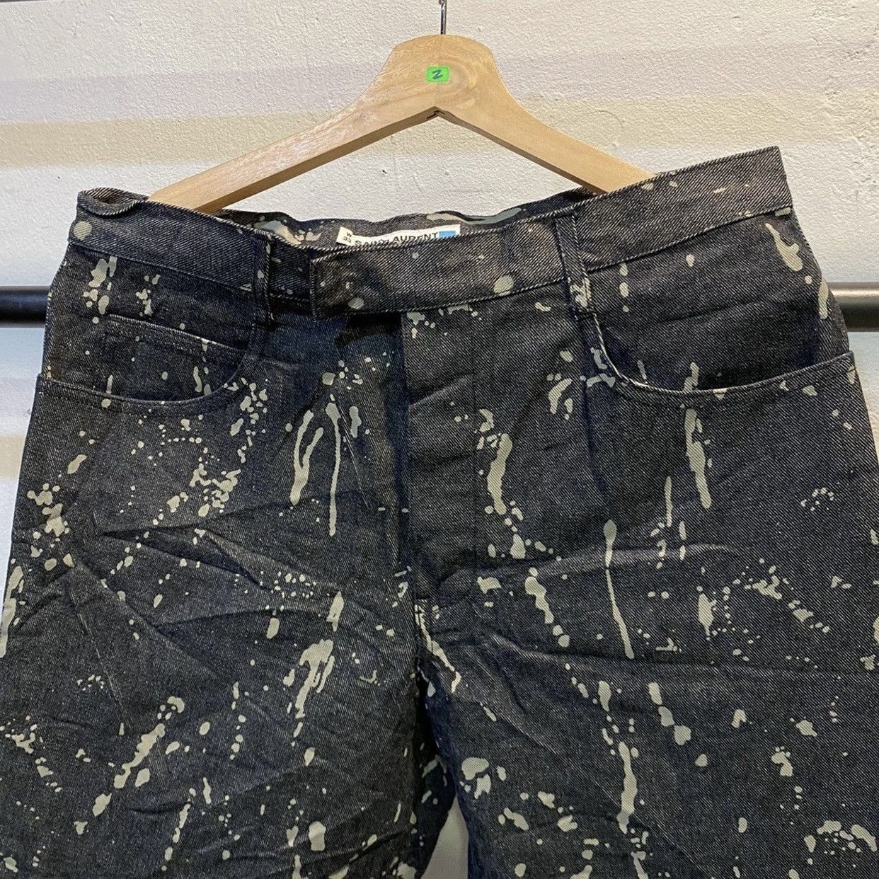 Saint Laurent Paris Saint Laurent Paint Splatter Straight Cut Jeans Indigo Size US 33 - 3 Thumbnail