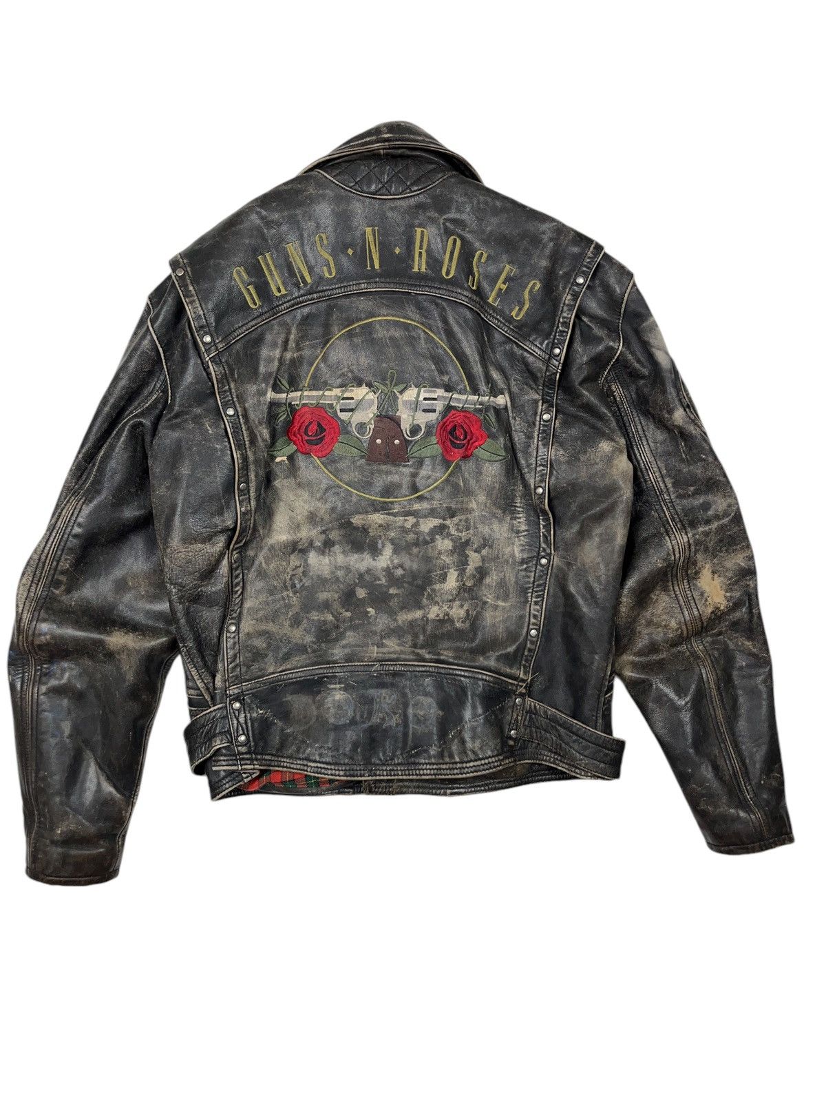 Brockum Vintage 1994 Guns n Roses Distressed Leather Biker Jacket Size US L / EU 52-54 / 3 - 3 Thumbnail
