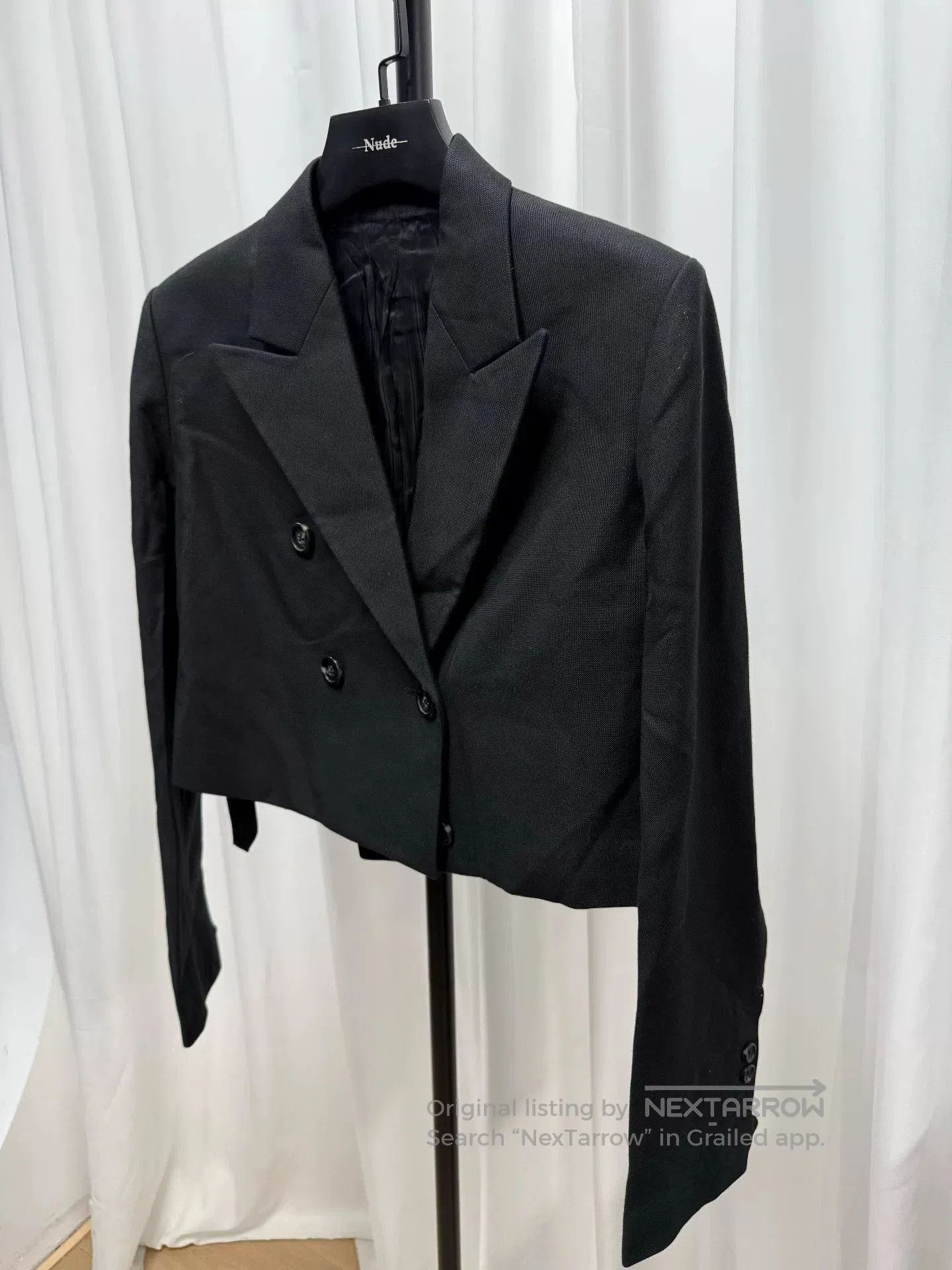 Helmut Lang Short Black Wool Suit Jacket. Size US S / EU 44-46 / 1 - 2 Thumbnail