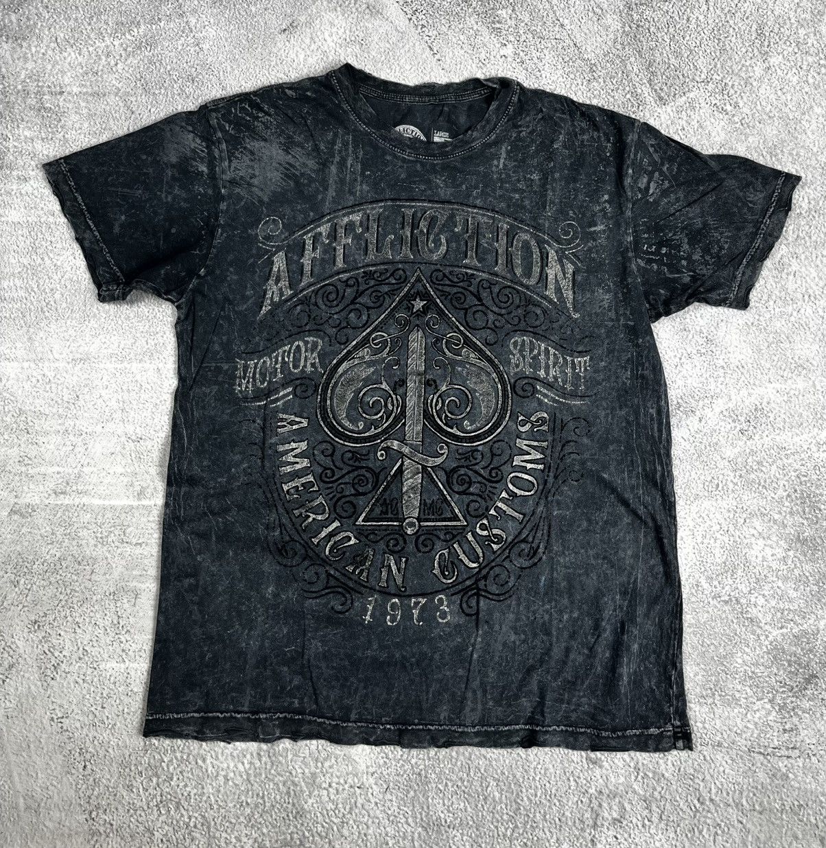 Vintage AFFLICTION MENS DEATH SPADE SS T-SHIRT Size US L / EU 52-54 / 3 - 1 Thumbnail