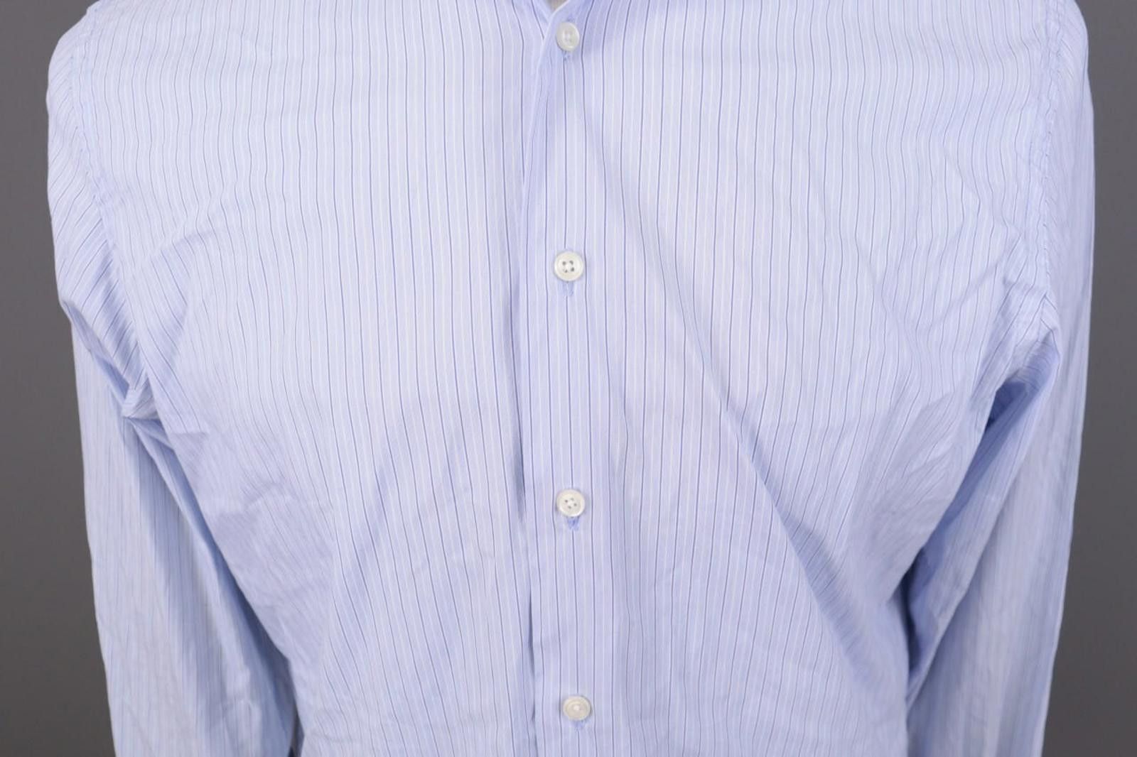 Designer Hackett London Classic Fit Pinstripe Blue Shirt Size 39 Size US M / EU 48-50 / 2 - 5 Thumbnail