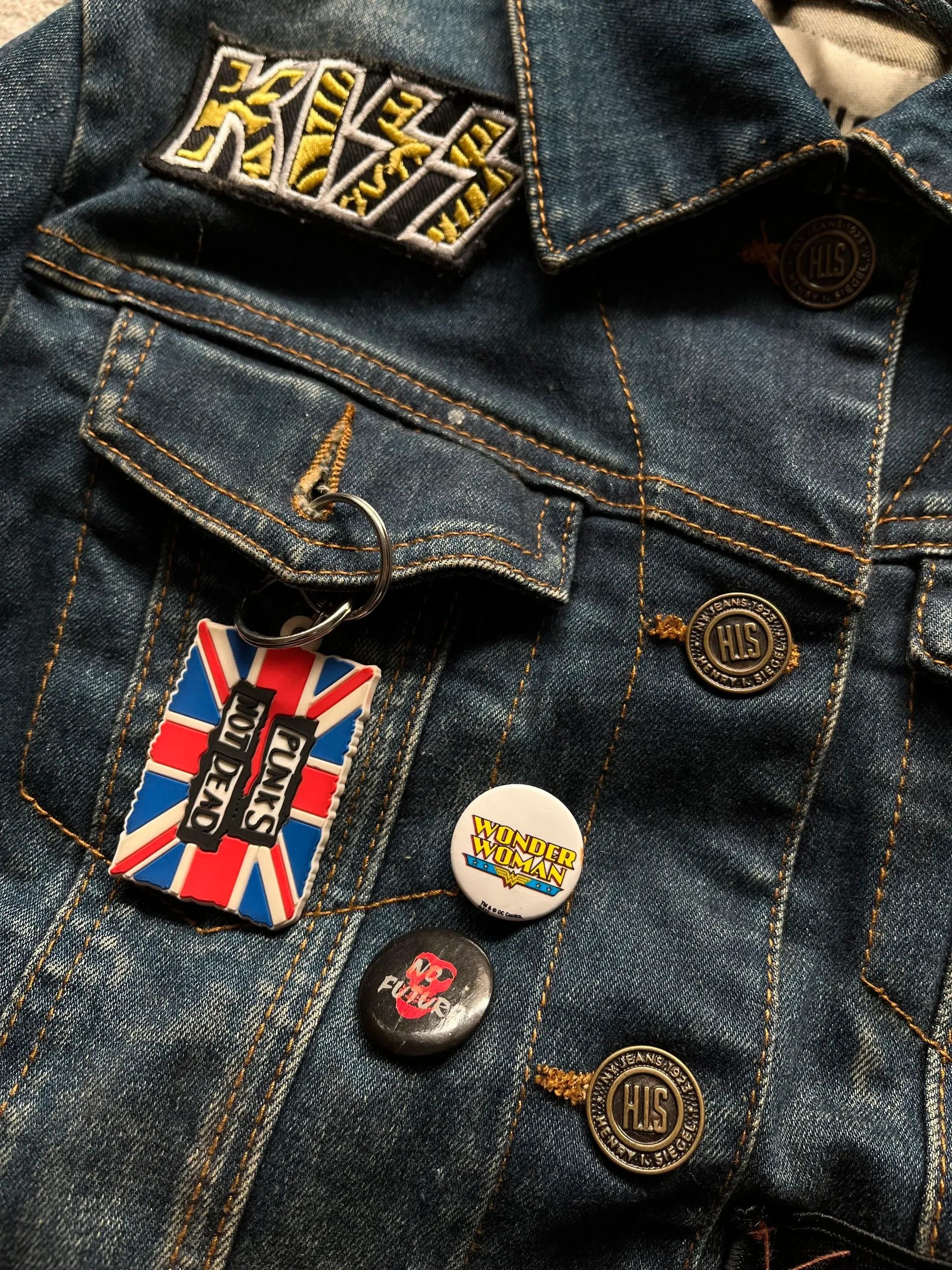 Other HIS Denim Jacket Rock Band Patch Work Sz M Rare Size US M / EU 48-50 / 2 - 3 Thumbnail