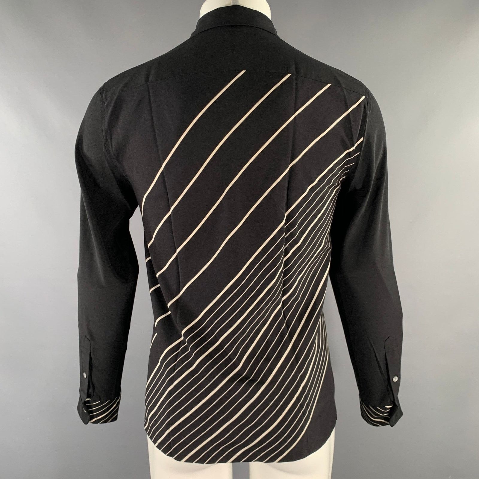Theory Size S Black Stripe Silk Blend Button Up Long Sleeve Shirt Size US S / EU 44-46 / 1 - 4 Thumbnail