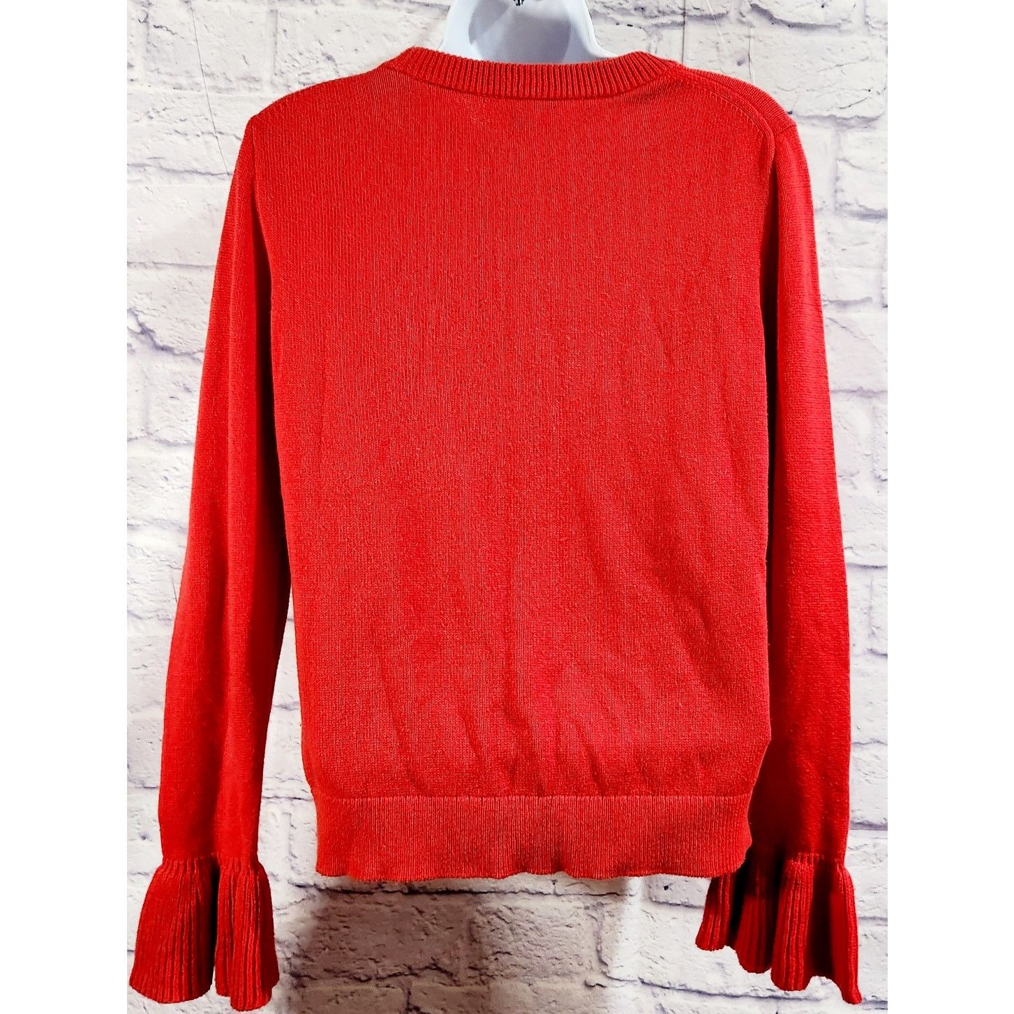J.Crew J. Crew Red Long Sleeve Ruffled Cuffs Sweater Top Small Size S / US 4 / IT 40 - 4 Thumbnail