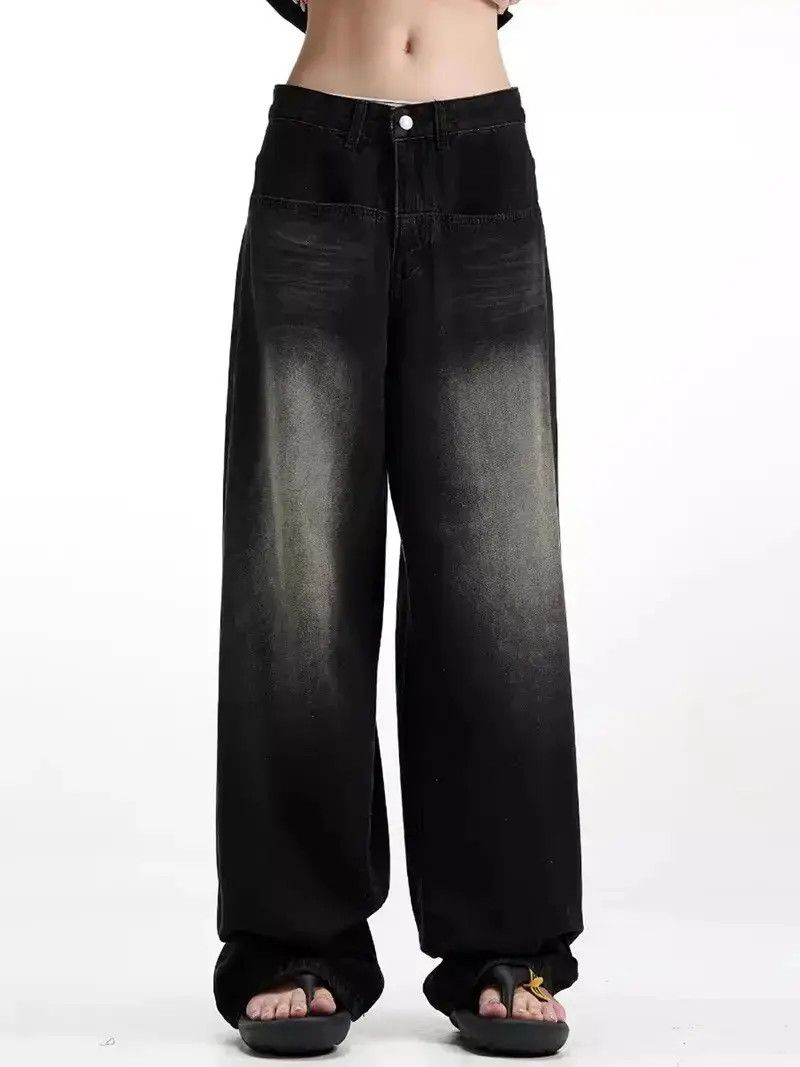 Japanese Brand Vintage High Street Black Straight Leg Wide Jeans Size US 34 / EU 50 - 6 Thumbnail