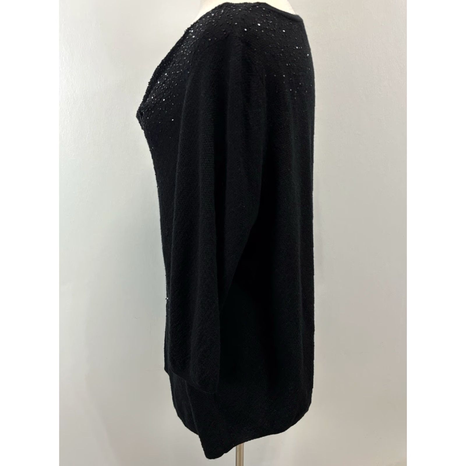Eileen Fisher Eileen Fisher Sweater Women 1X Black Merino Wool Cowl Neck Beaded Knit Pullover Party Size XL / US 12-14 / IT 48-50 - 2 Thumbnail