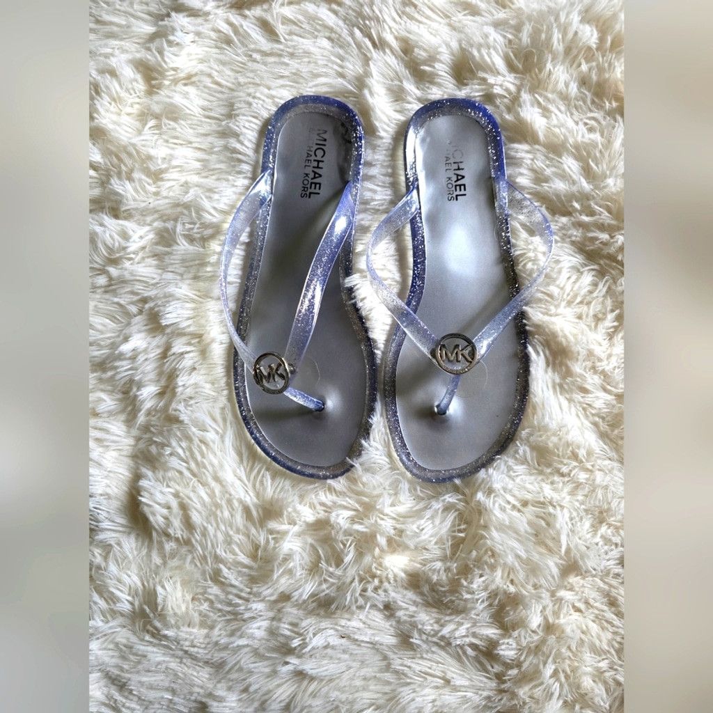 Michael Kors Michael Kors Silver Glitter Thong Sandals Size US 6 / IT 36 - 1 Thumbnail