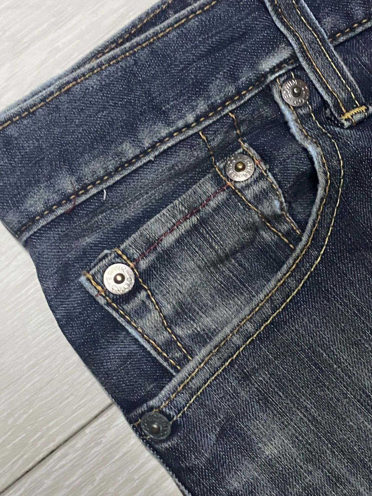 If Six Was Nine Vintage Edwin 503 Blue Trip Flare Bootcut Jeans Size US 30 / EU 46 - 9 Thumbnail