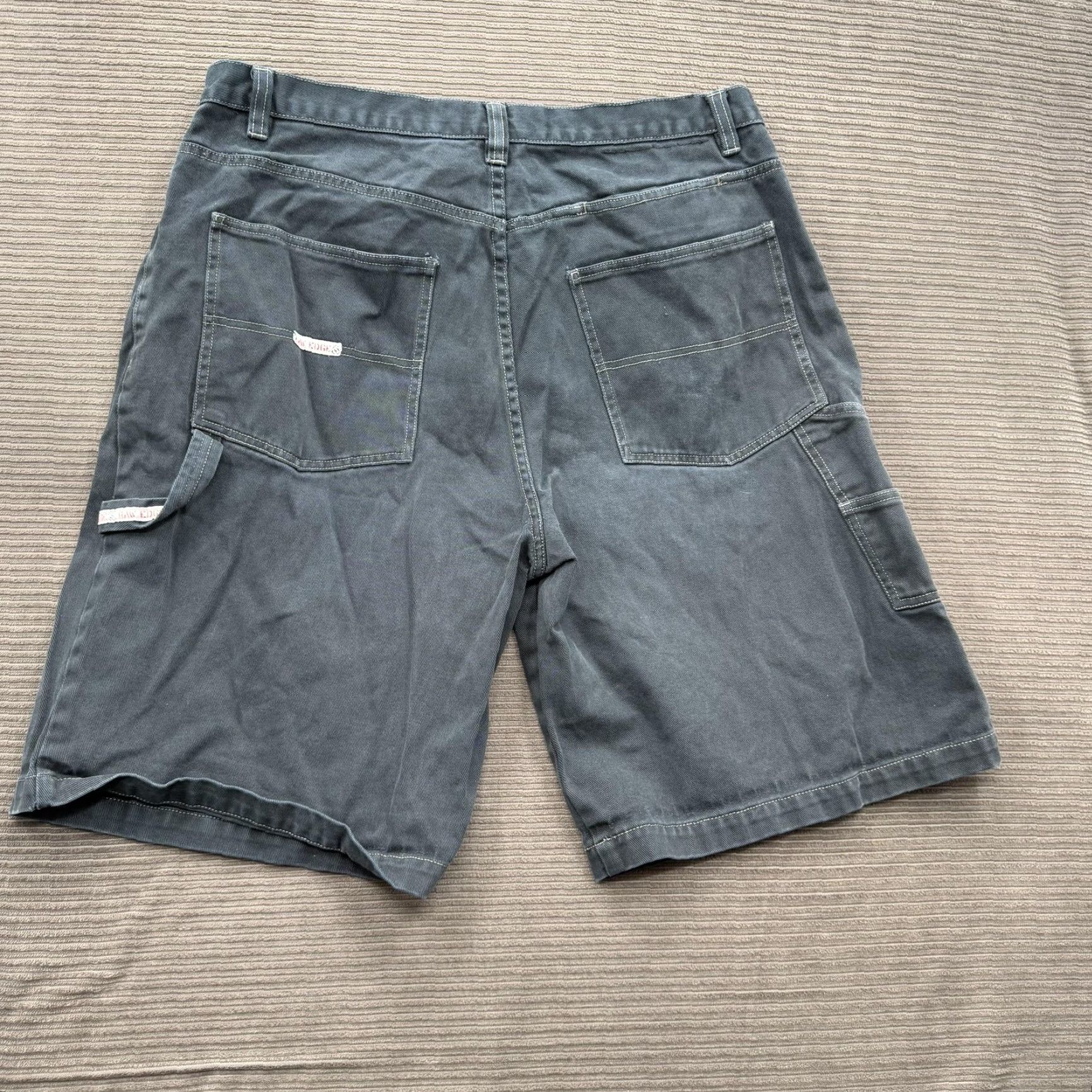 Vintage RAW EDGE Shorts Cargo Carpenter Utility Workwear Pocket Mens 38 Black Cotton Five-Pocket Hammer Loop Zipper Fly Button Pocketed Size US 38 / EU 54 - 2 Thumbnail