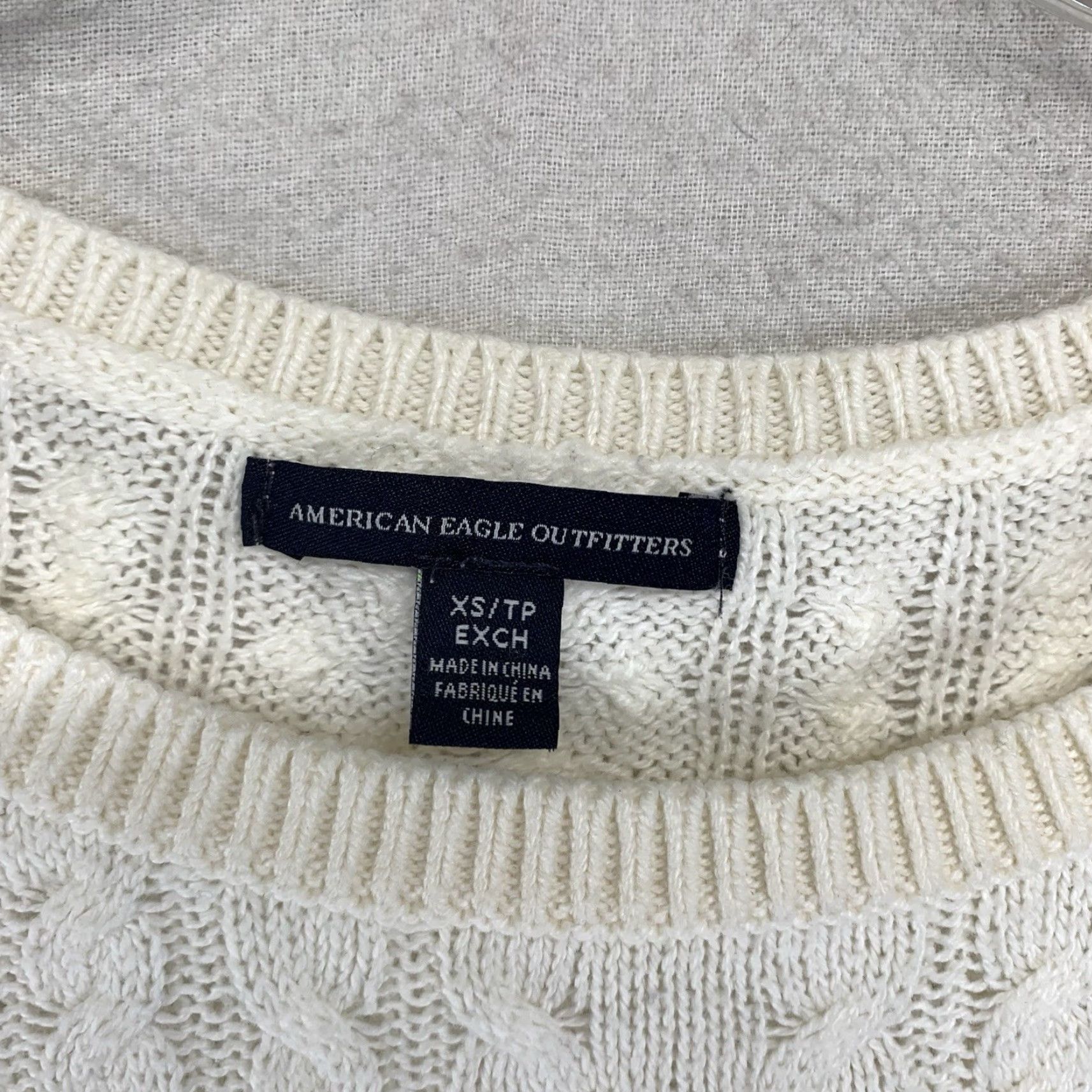 American Eagle Outfitters VINTAGE American Eagle Women's Sweater XS Cable Knit Wool Blend Long Sleeve Ivory Casual Pullover Size XS / US 0-2 / IT 36-38 - 3 Thumbnail