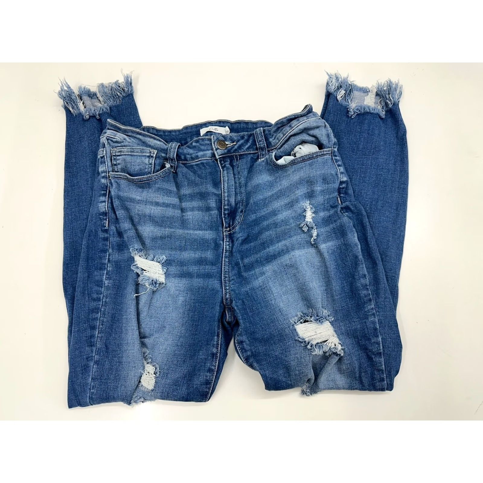Denime Cello Juniors Jeans Distressed Denim Raw Hem Size 13/31 Blue Size 34" / US 12 / IT 48 - 2 Thumbnail