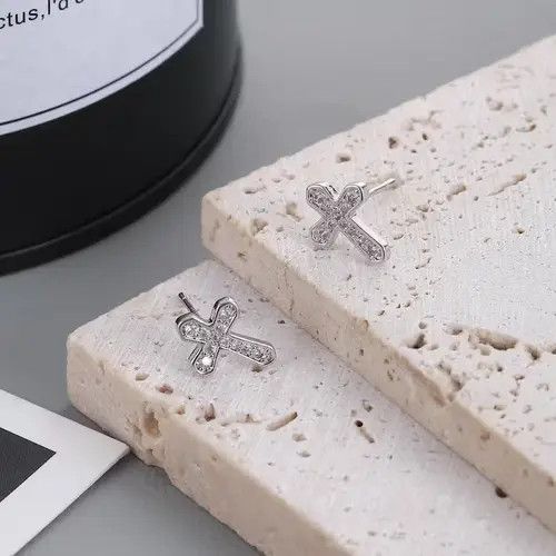 Jewelry × Sterling Silver 925 Silver Plated Cross Stud Earrings for Men Women Size ONE SIZE - 4 Thumbnail