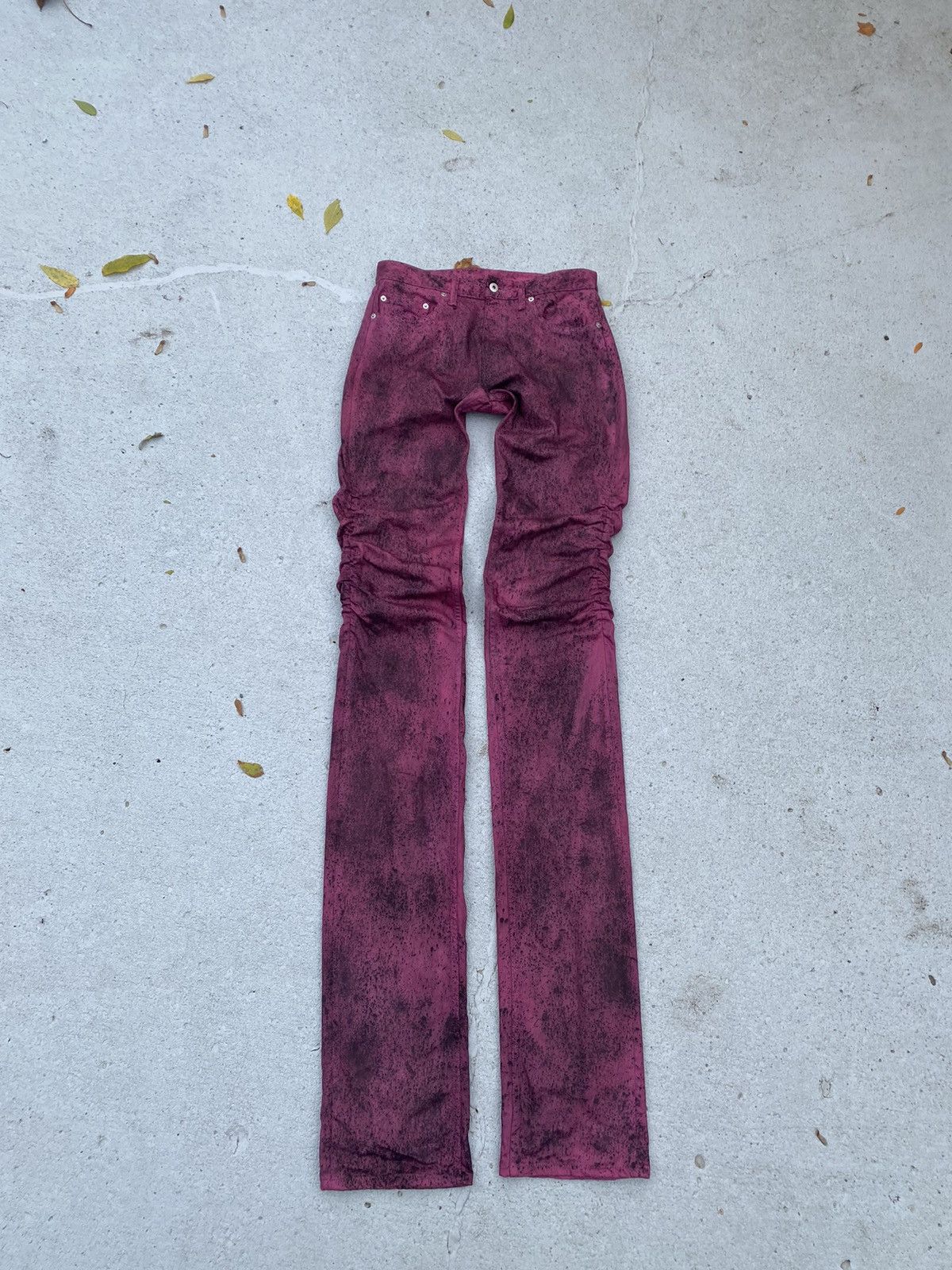 image of Vlone Pink Splatter Stacked Denim, Men's (Size 30)