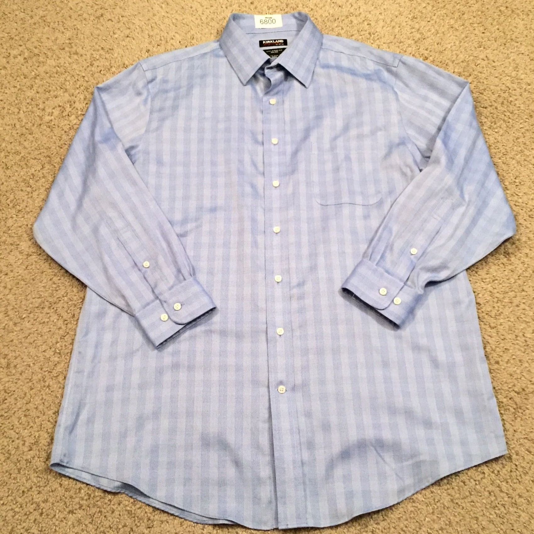 Vintage Kirkland Signature Shirt Mens 17.5 Blue Plaid Long Sleeve Button Up Tailored Fit Size US XXL / EU 58 / 5 - 2 Thumbnail
