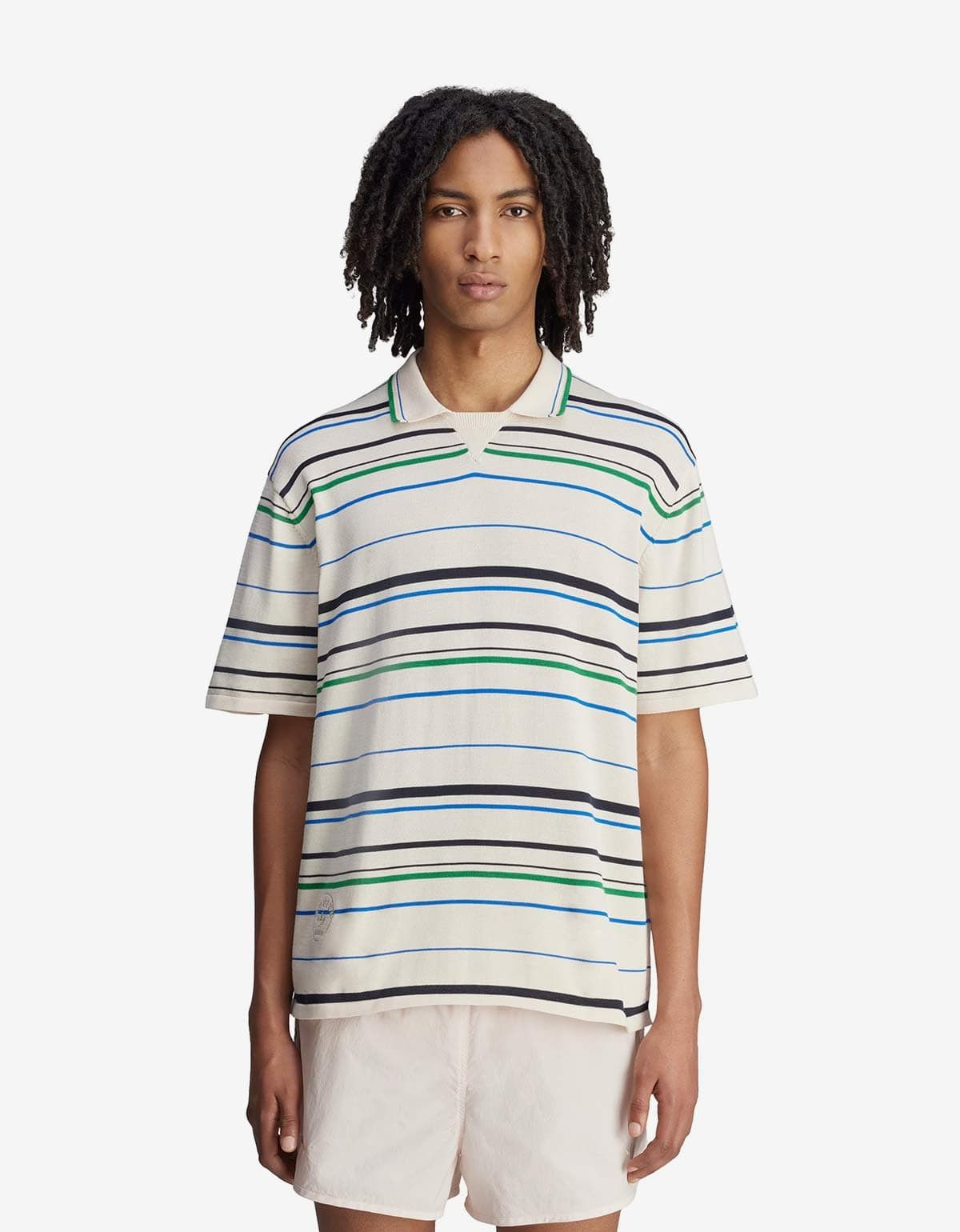 Adidas Wales Bonner x Adidas Wonder White Stripe Knit Polo Shirt Size US L / EU 52-54 / 3 - 2 Thumbnail