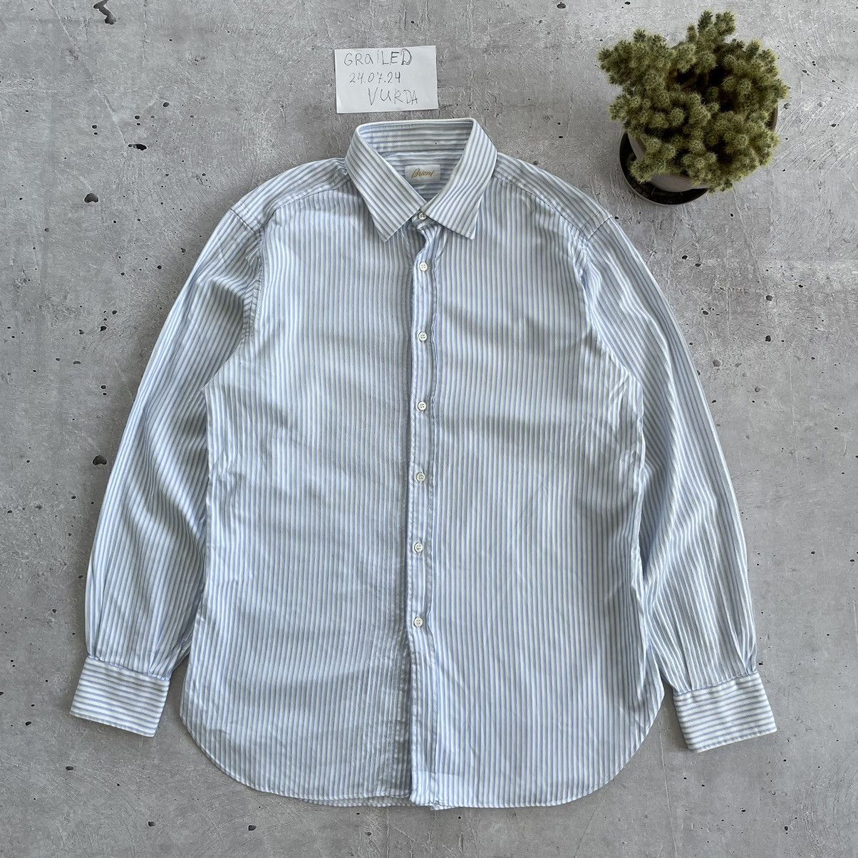 Vintage Brioni Shirt button up blue striped y2k