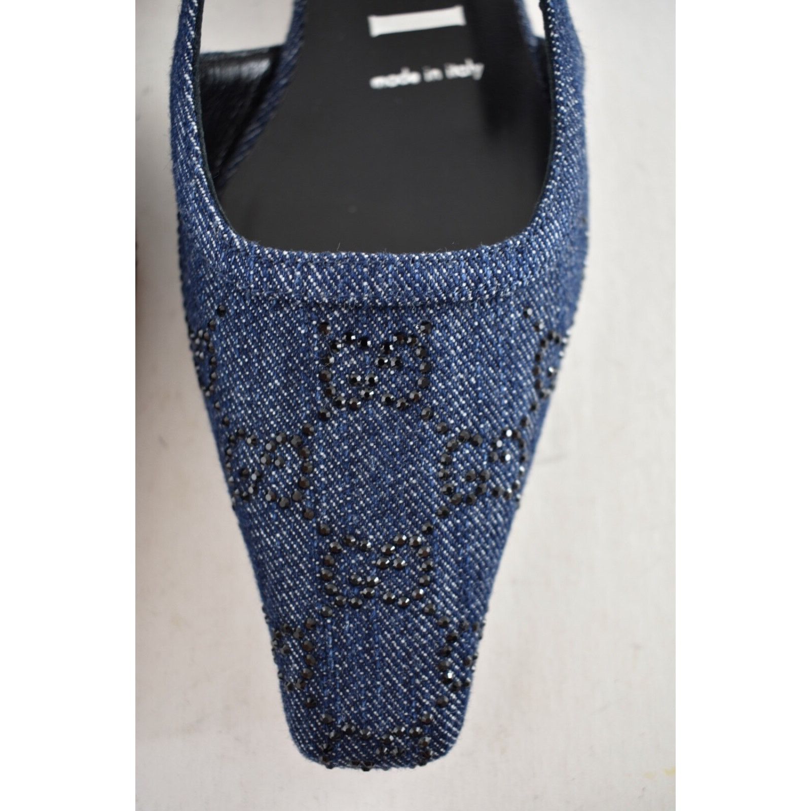 Gucci Gucci Demi Denim Blue Black Crystal Slingback Ballerina Size US 6 / IT 36 - 10 Thumbnail